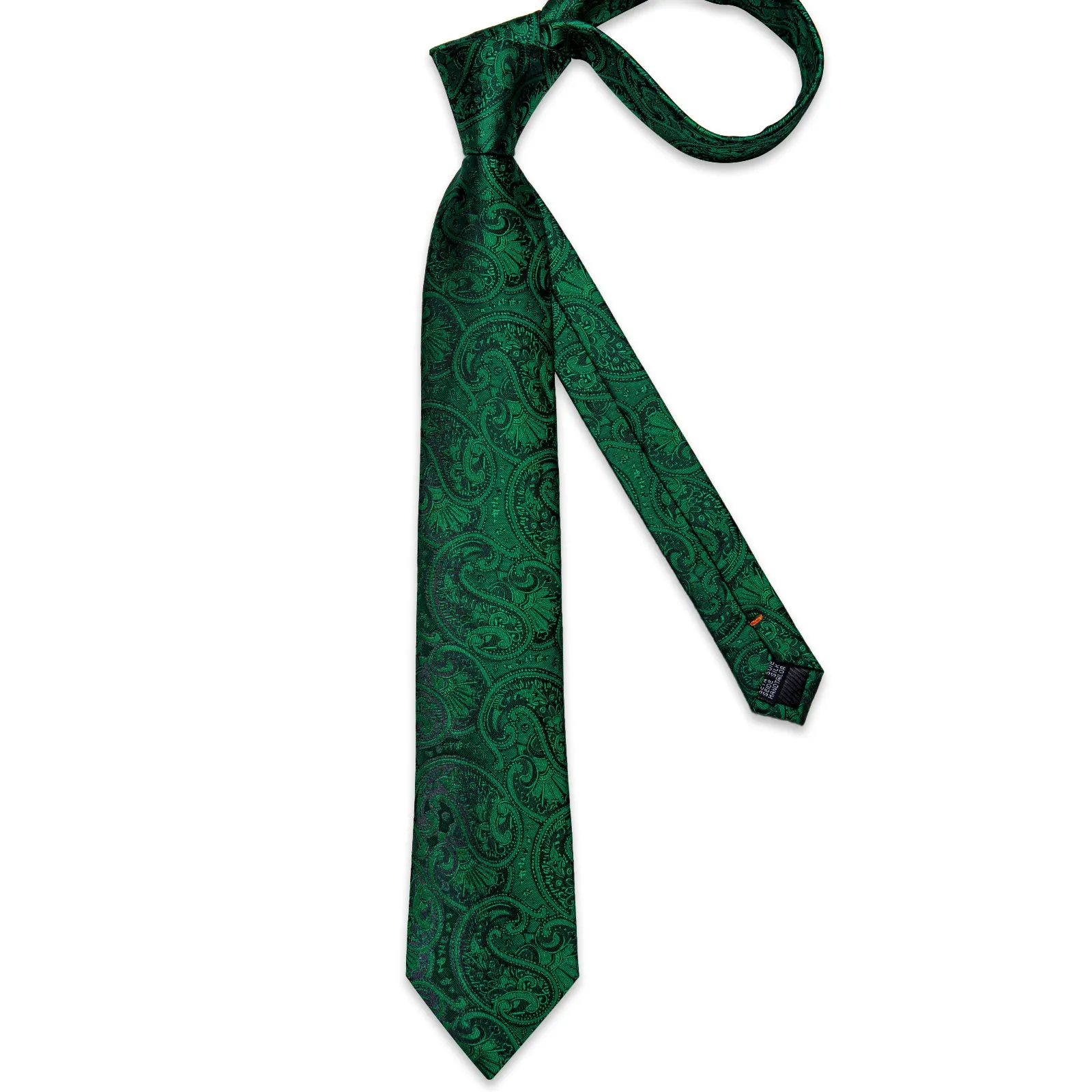 Dark Green Paisley Silk Fabric Tie Hanky Cufflinks Set sold by Ties2You product image thumbnail 5
