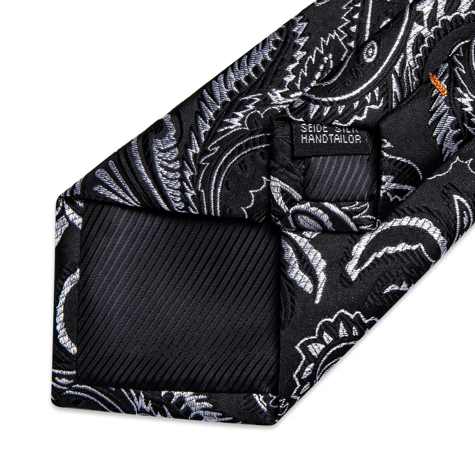 Black White Paisley Silk Fabric Tie Hanky Cufflinks Set sold by Ties2You product image thumbnail 4
