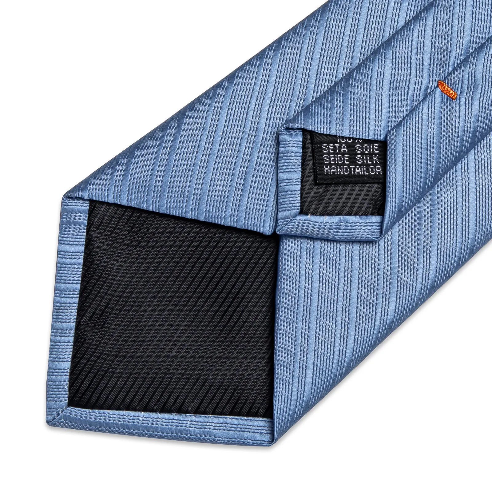 Light Blue Striped Silk Fabric Tie Hanky Cufflinks Set sold by Ties2You product image thumbnail 3