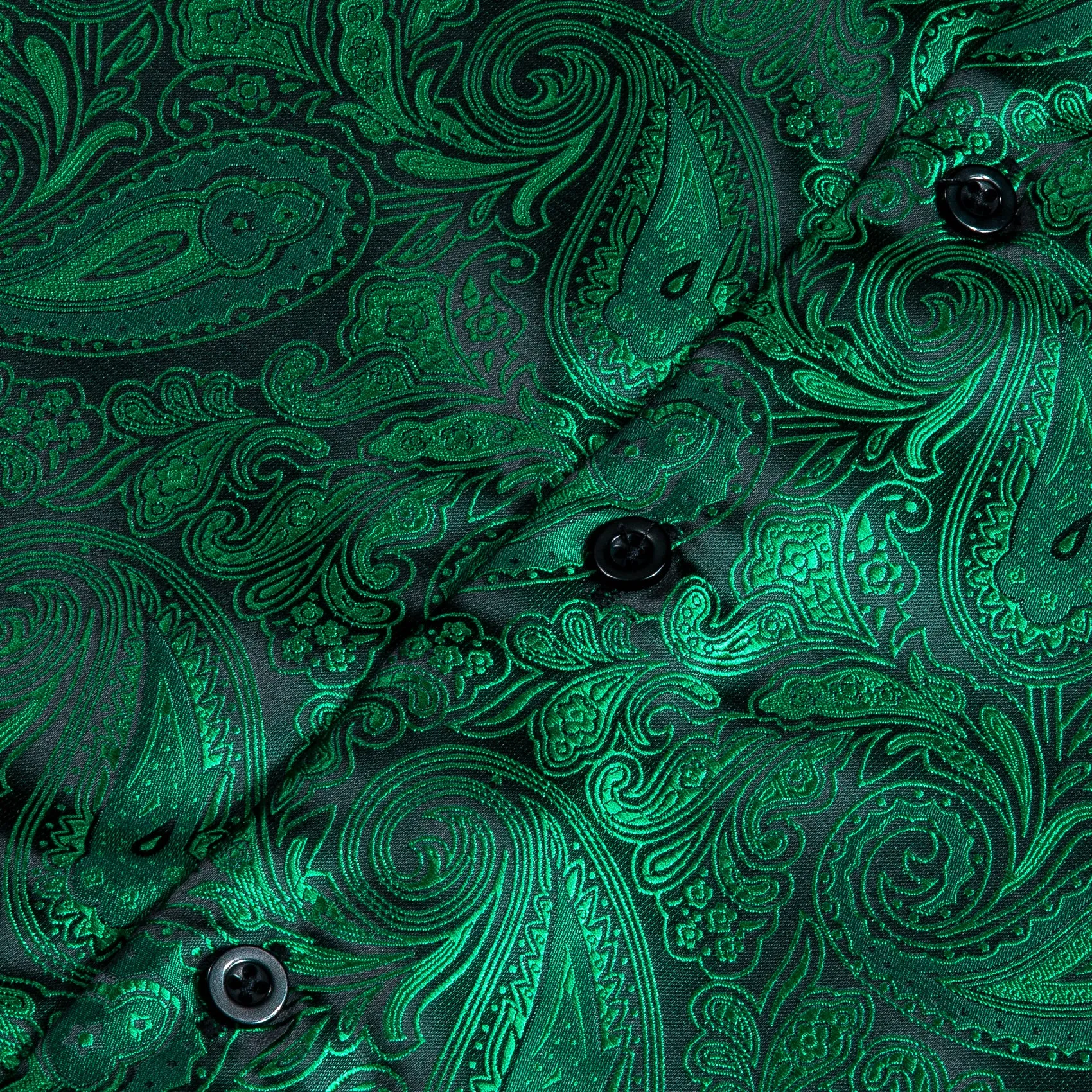 Green Paisley Style Silk Men's Long Sleeve Shirt sold by Ties2You product image thumbnail 5