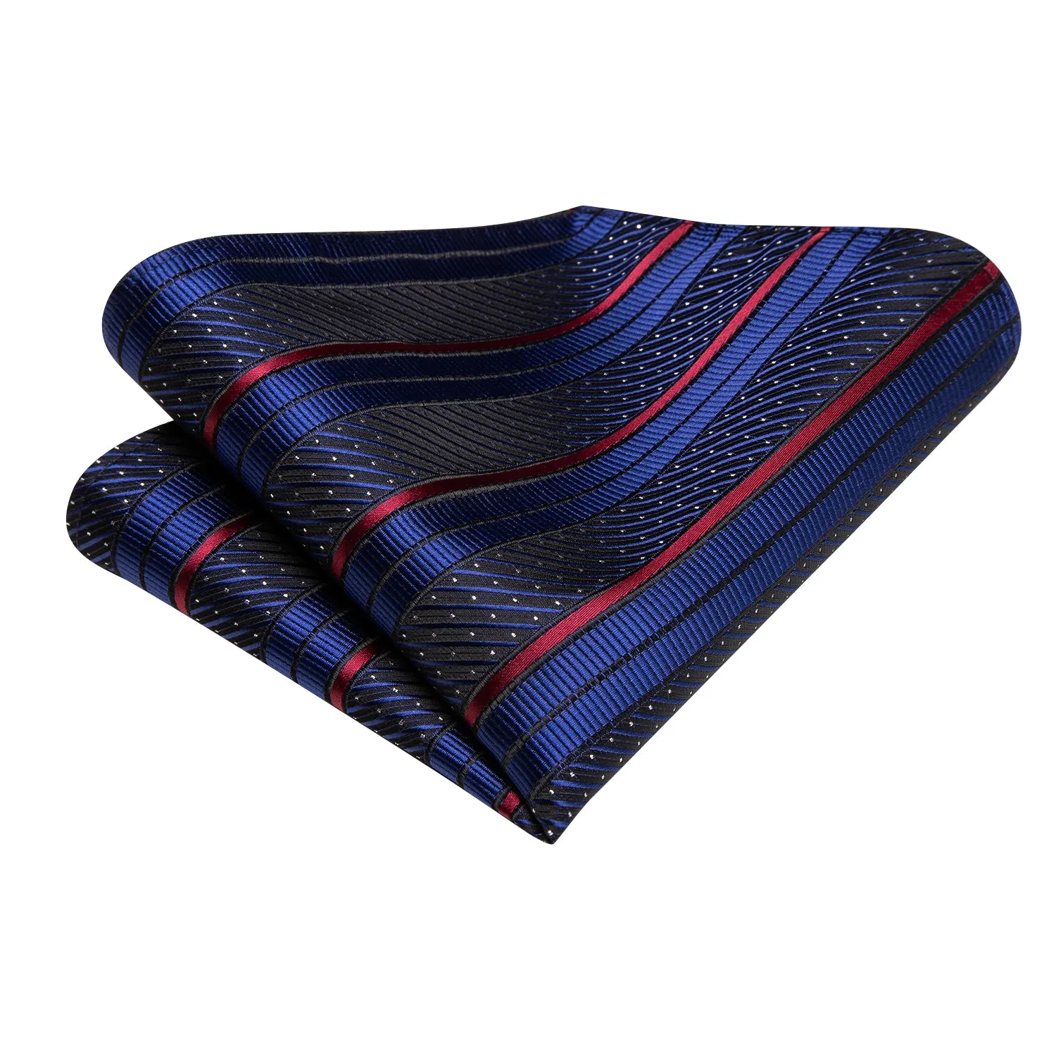 Deep Blue Red Line Striped Tie Pocket Square Cufflinks Set sold by Ties2You product image thumbnail 5