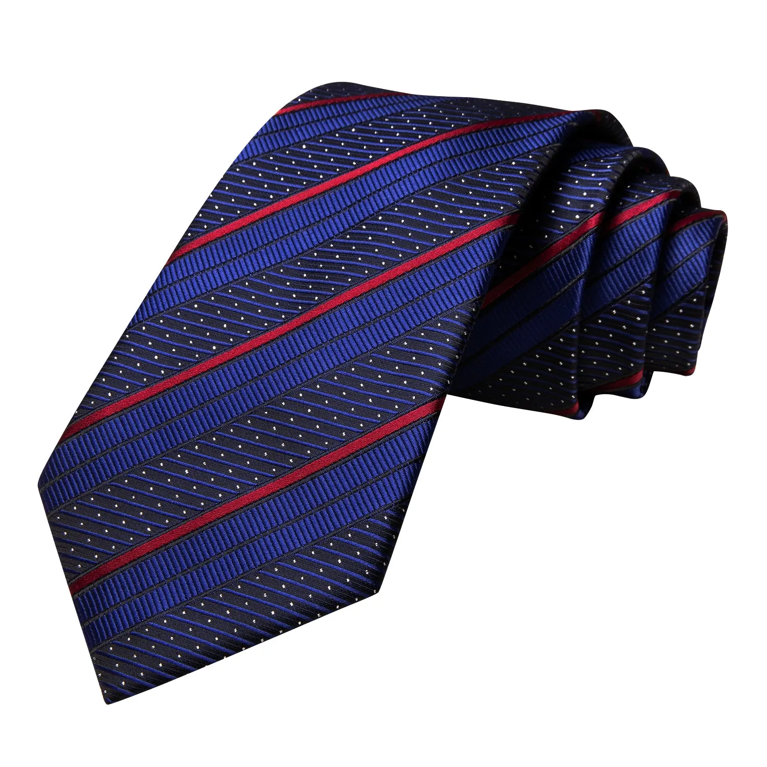 Deep Blue Red Line Striped Tie Pocket Square Cufflinks Set sold by Ties2You product image thumbnail 4