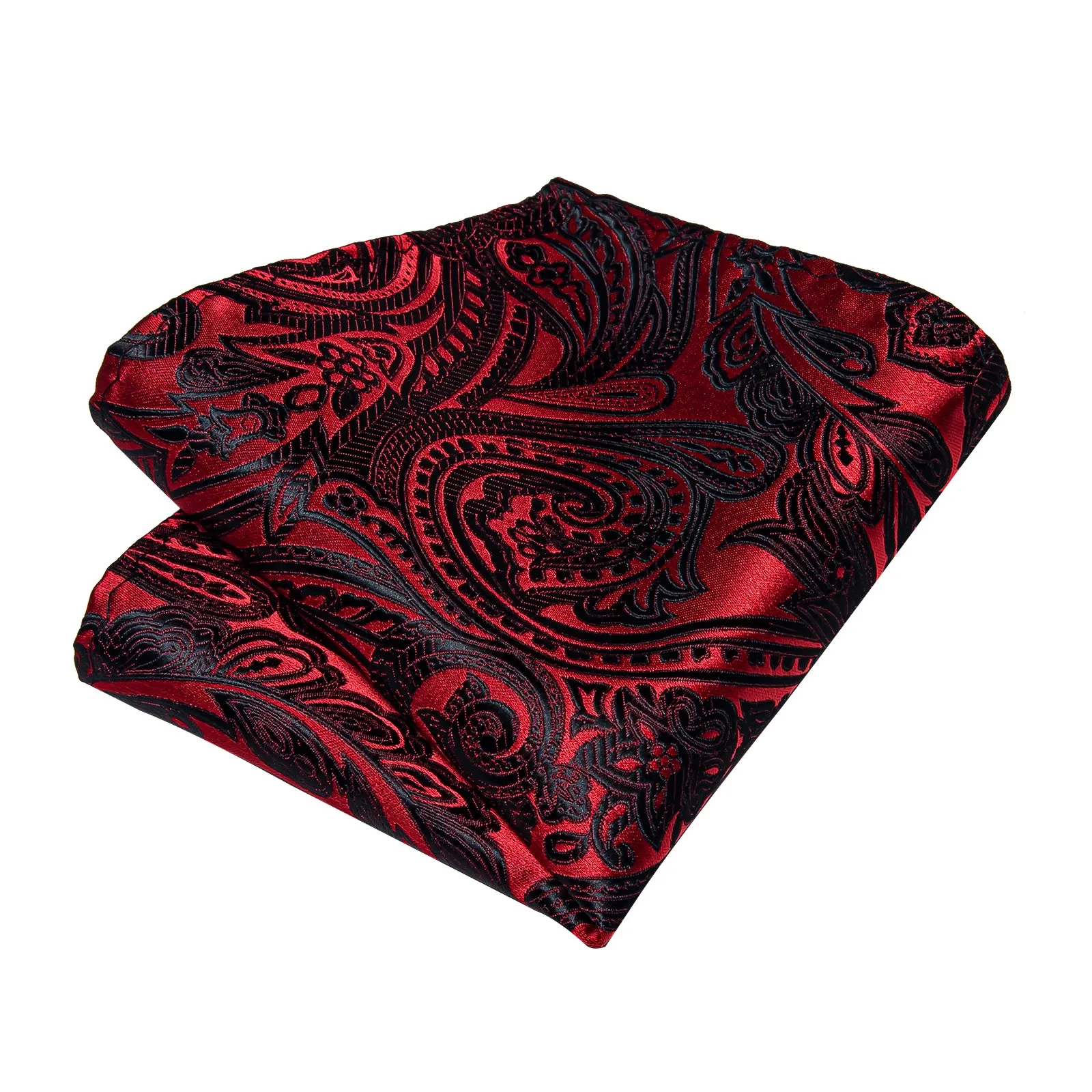 Red Black Paisley Self-tied Silk Bow Tie Pocket Square Cufflinks Set sold by Ties2You product image thumbnail 4