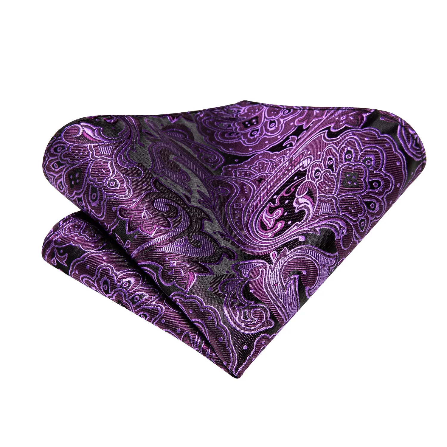 Black Purple Floral 63 Inches Extra Long Men's Necktie Pocket Square Cufflinks Set sold by Ties2You product image thumbnail 5