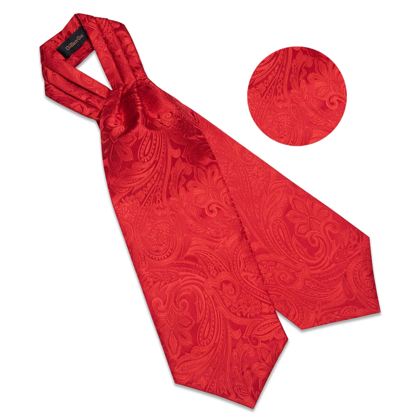 Classic Red Polka Paisley Ascot Cravat Tie Pocket Square Cufflinks Set sold by Ties2You product image thumbnail 3
