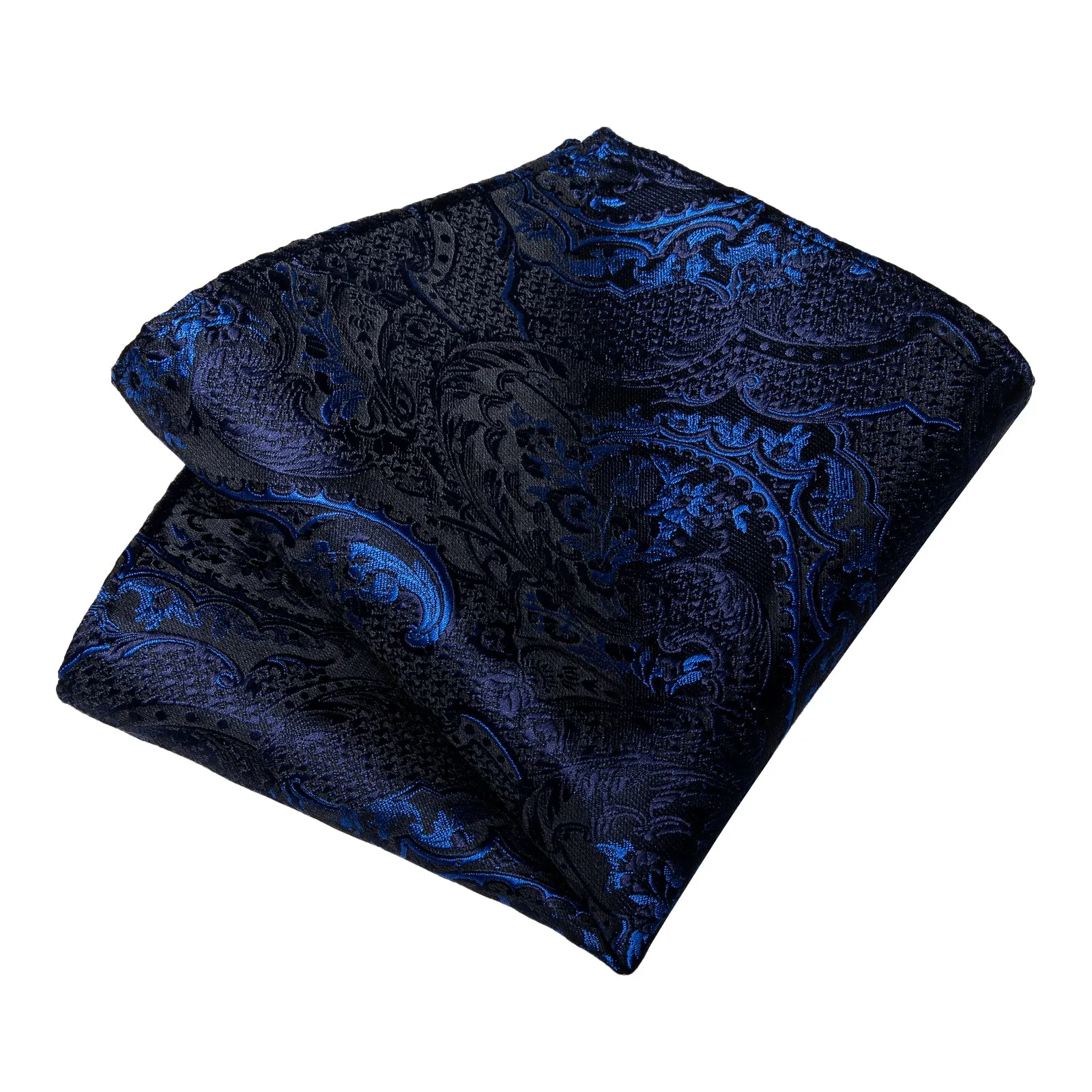 Black Blue Floral Tie Pocket Square Cufflinks Set sold by Ties2You product image thumbnail 5