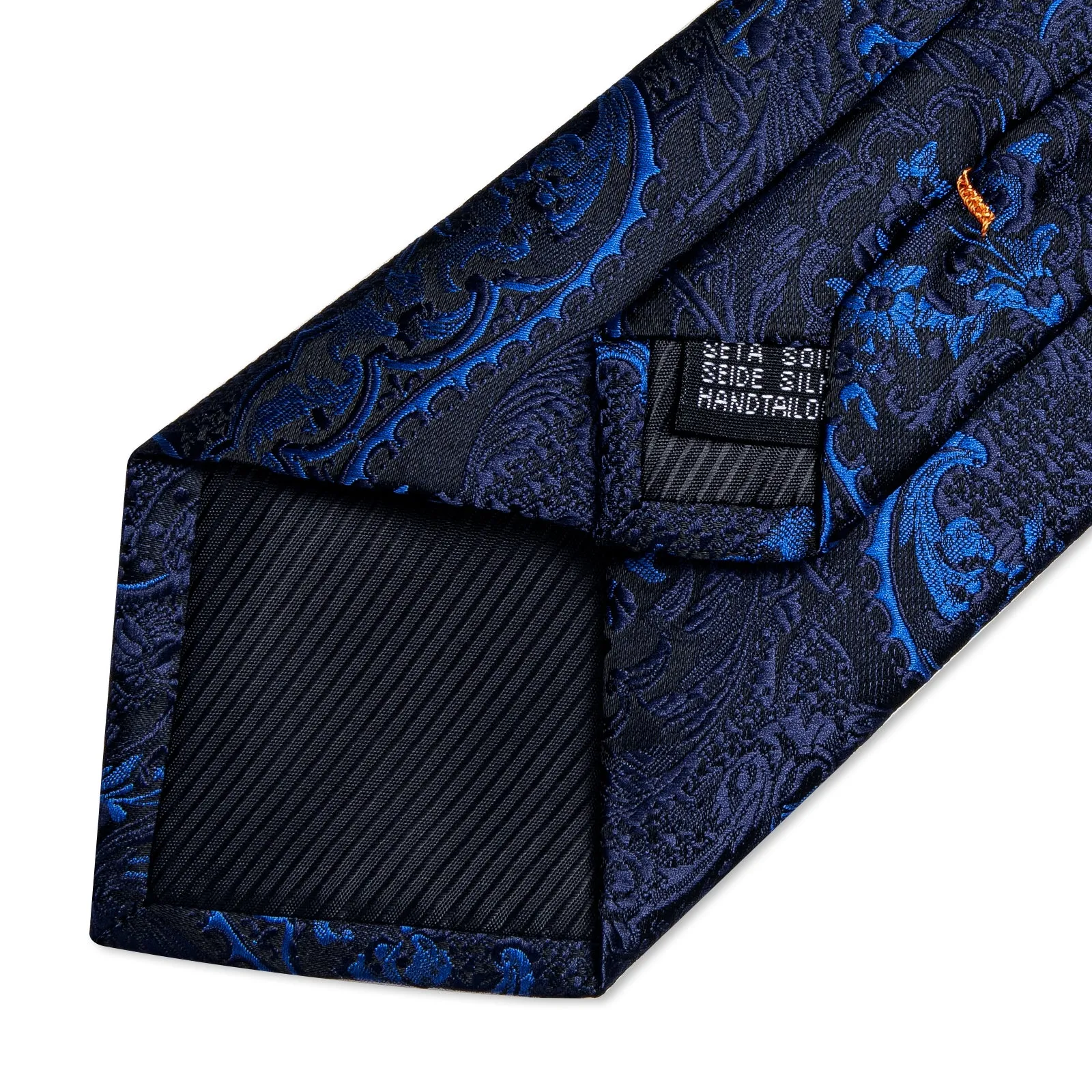 Black Blue Floral Tie Pocket Square Cufflinks Set sold by Ties2You product image thumbnail 3