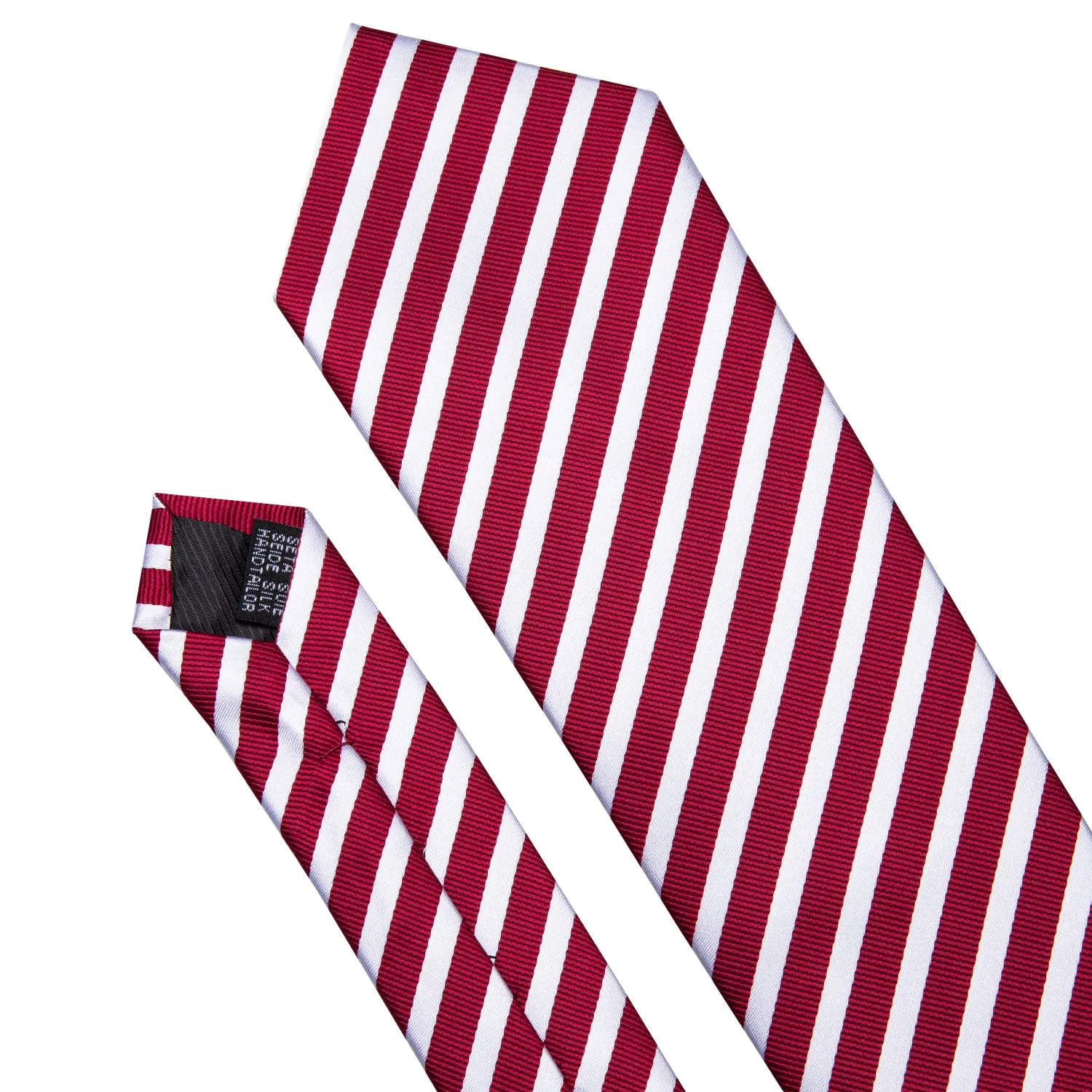 White Red Striped Men's Necktie Pocket Square Cufflinks Set with Lapel Pin sold by Ties2You product image thumbnail 4