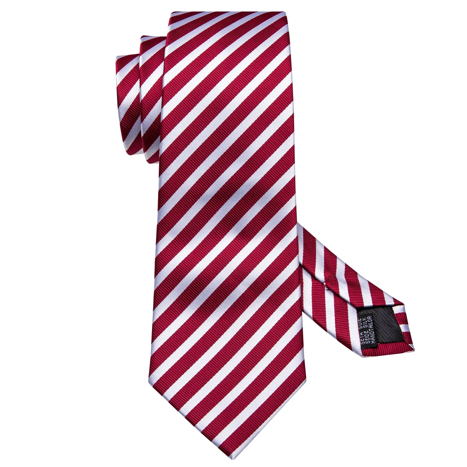 White Red Striped Men's Necktie Pocket Square Cufflinks Set with Lapel Pin sold by Ties2You product image thumbnail 2