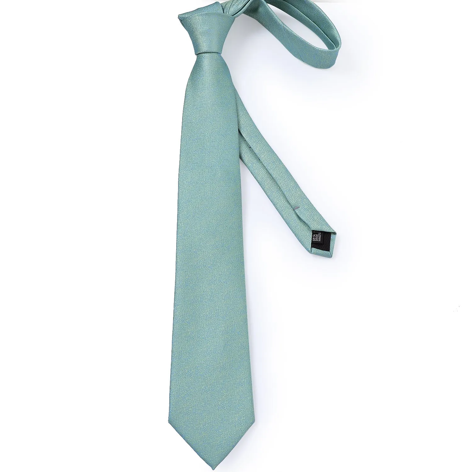 Mint Green Solid Tie Pocket Square Cufflinks Set with Lapel Pin sold by Ties2You product image thumbnail 4