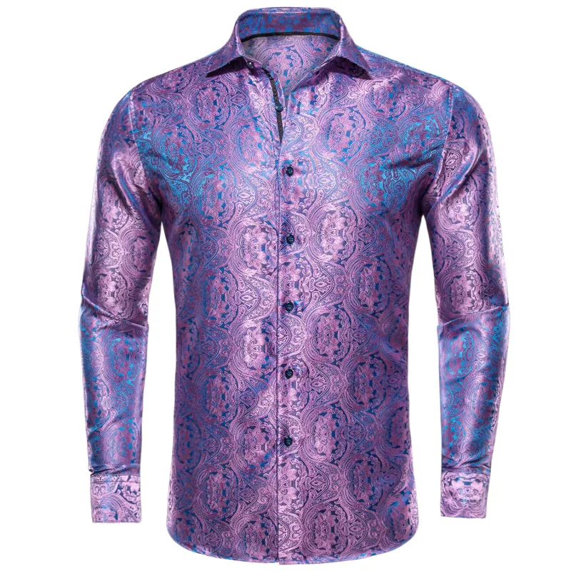 Ties2you Mens Lavender Dress Shirt Paisley Silk Long Sleeve Button Down Caual Shirts sold by Ties2You