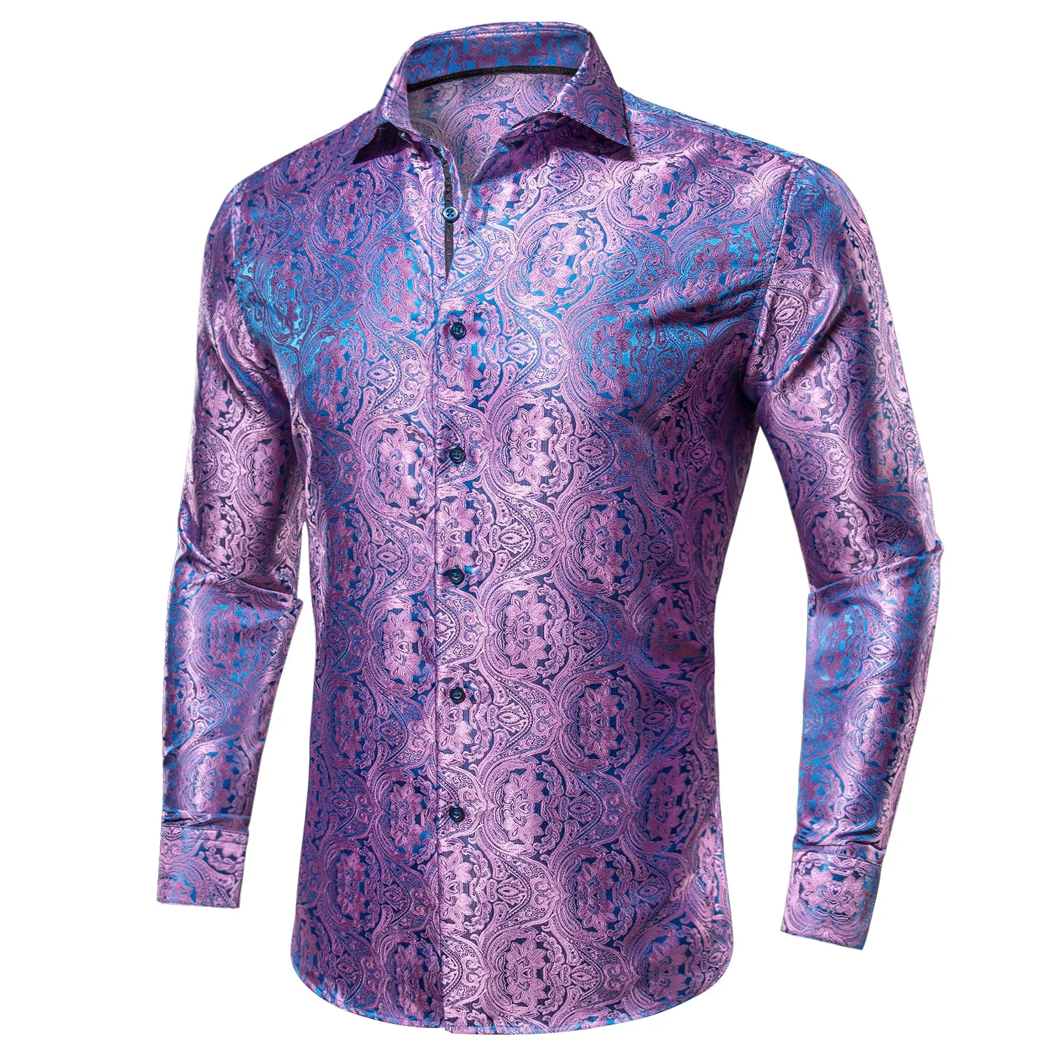 Ties2you Mens Lavender Dress Shirt Paisley Silk Long Sleeve Button Down Caual Shirts sold by Ties2You product image thumbnail 2