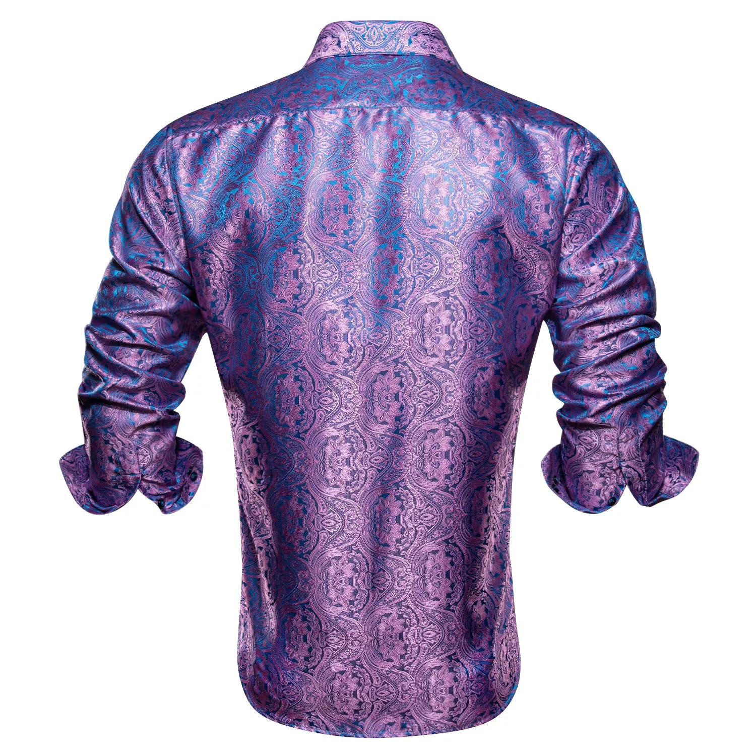 Ties2you Mens Lavender Dress Shirt Paisley Silk Long Sleeve Button Down Caual Shirts sold by Ties2You product image thumbnail 3
