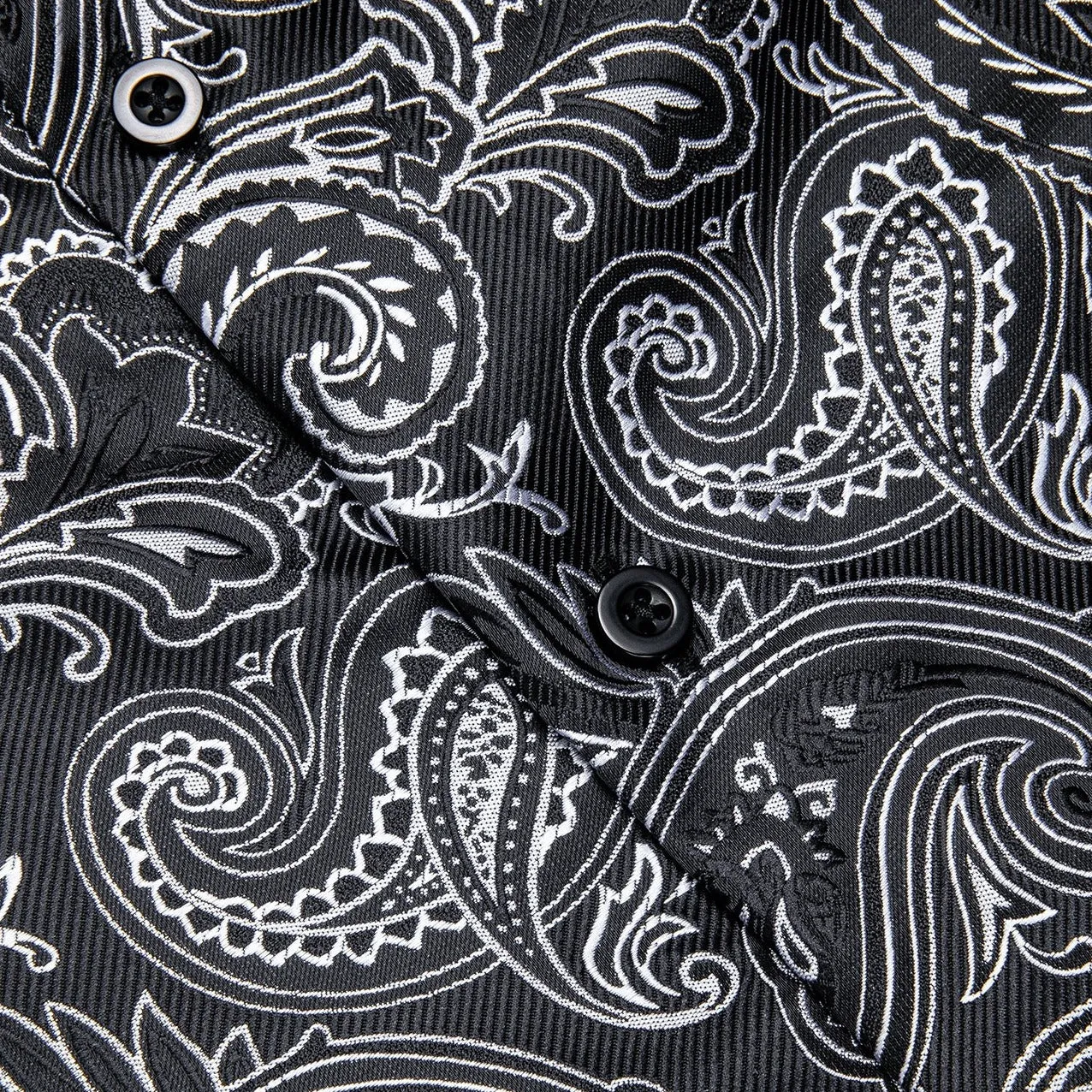 Ties2you Silver Paisley Dress Shirt Mens Silk Black Long Sleeve Button Down Shirt sold by Ties2You product image thumbnail 4