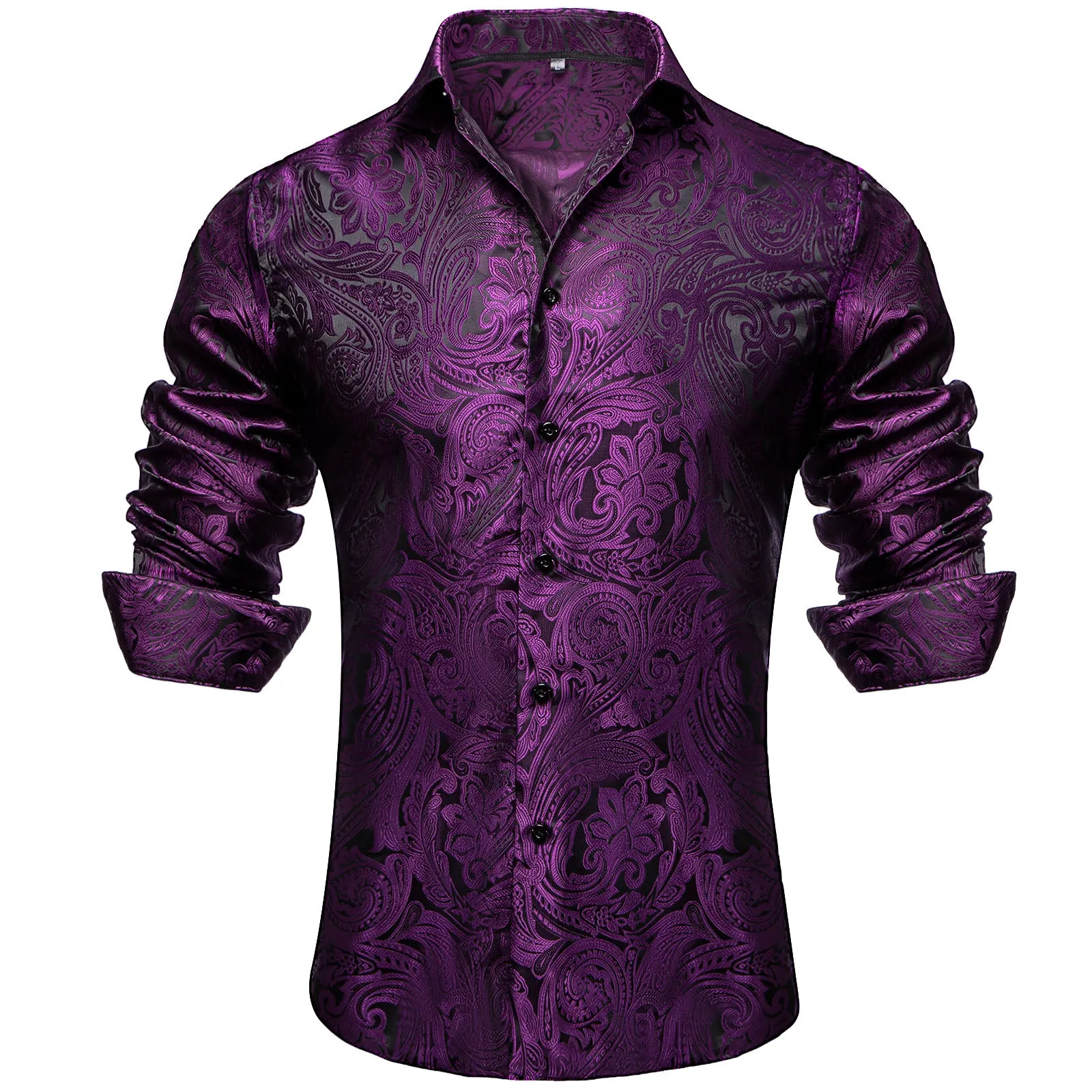 Ties2you Mens Purple Dress Shirt Paisley Long Sleeve Button Down Shirt for Party sold by Ties2You product image thumbnail 2