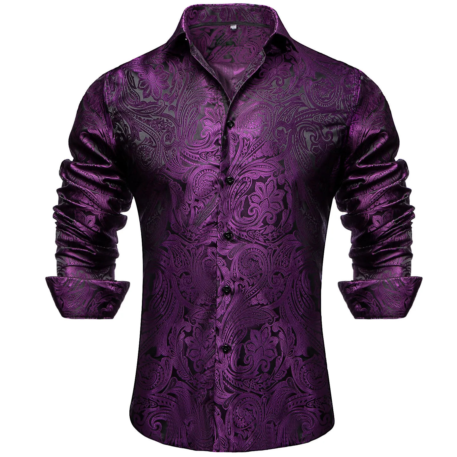 Ties2you Mens Purple Dress Shirt Paisley Long Sleeve Button Down Shirt for Party sold by Ties2You product image thumbnail 3