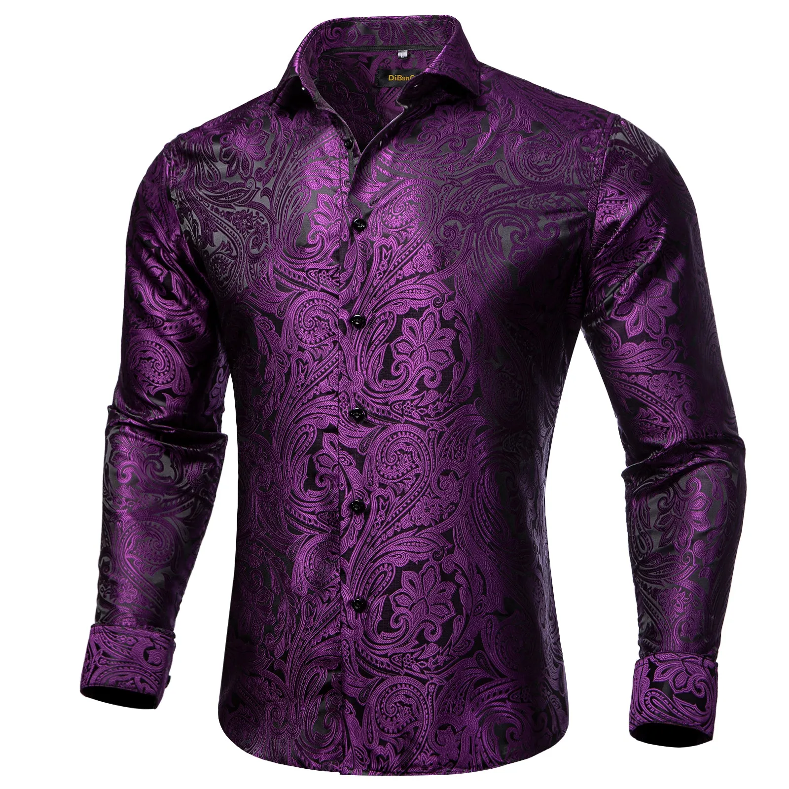 Ties2you Mens Purple Dress Shirt Paisley Long Sleeve Button Down Shirt for Party sold by Ties2You