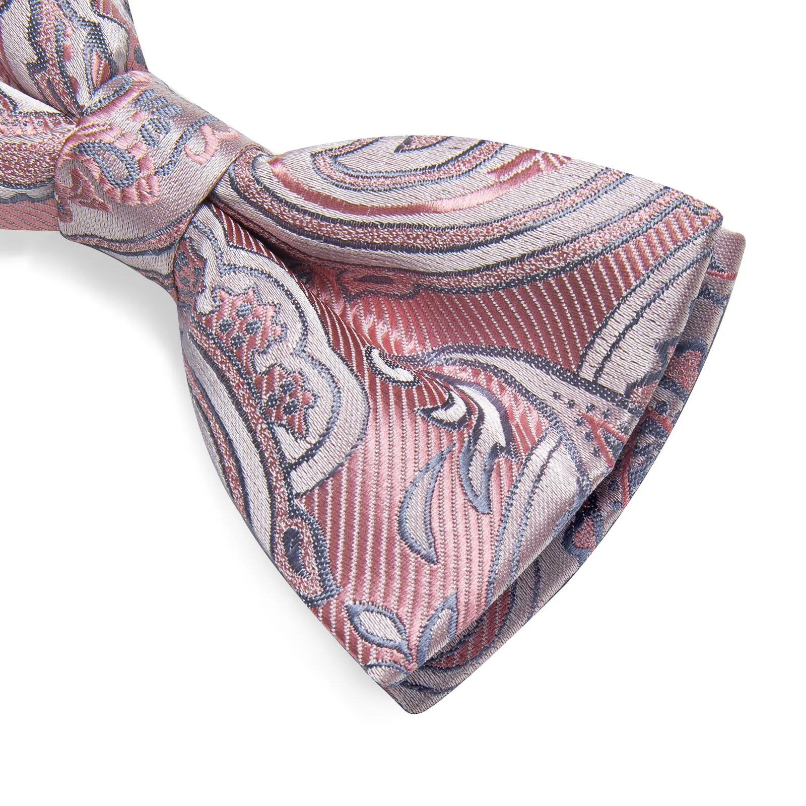 Pink Paisley Men's Pre-tied Bowtie Pocket Square Cufflinks Set sold by Ties2You product image thumbnail 4