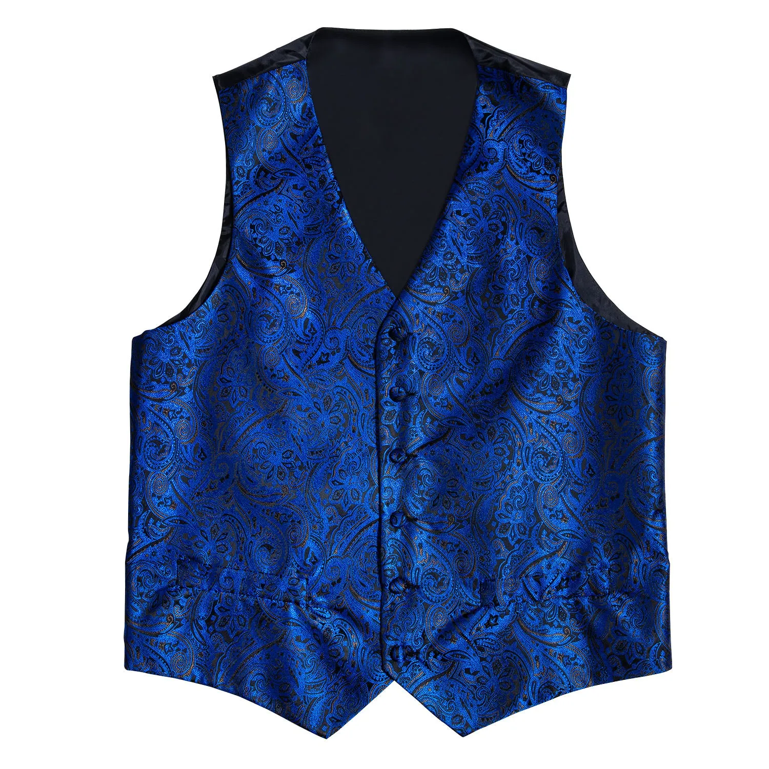 Navy Blue Paisley Men's Vest Tie Hanky Cufflinks Set Waistcoat Suit Set sold by Ties2You product image thumbnail 5