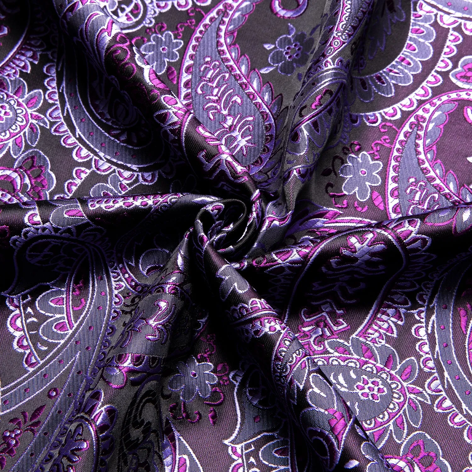 Ties2you Purple Shirt Paisley Pattern Silk Men's Long Sleeve Shirt sold by Ties2You product image thumbnail 5