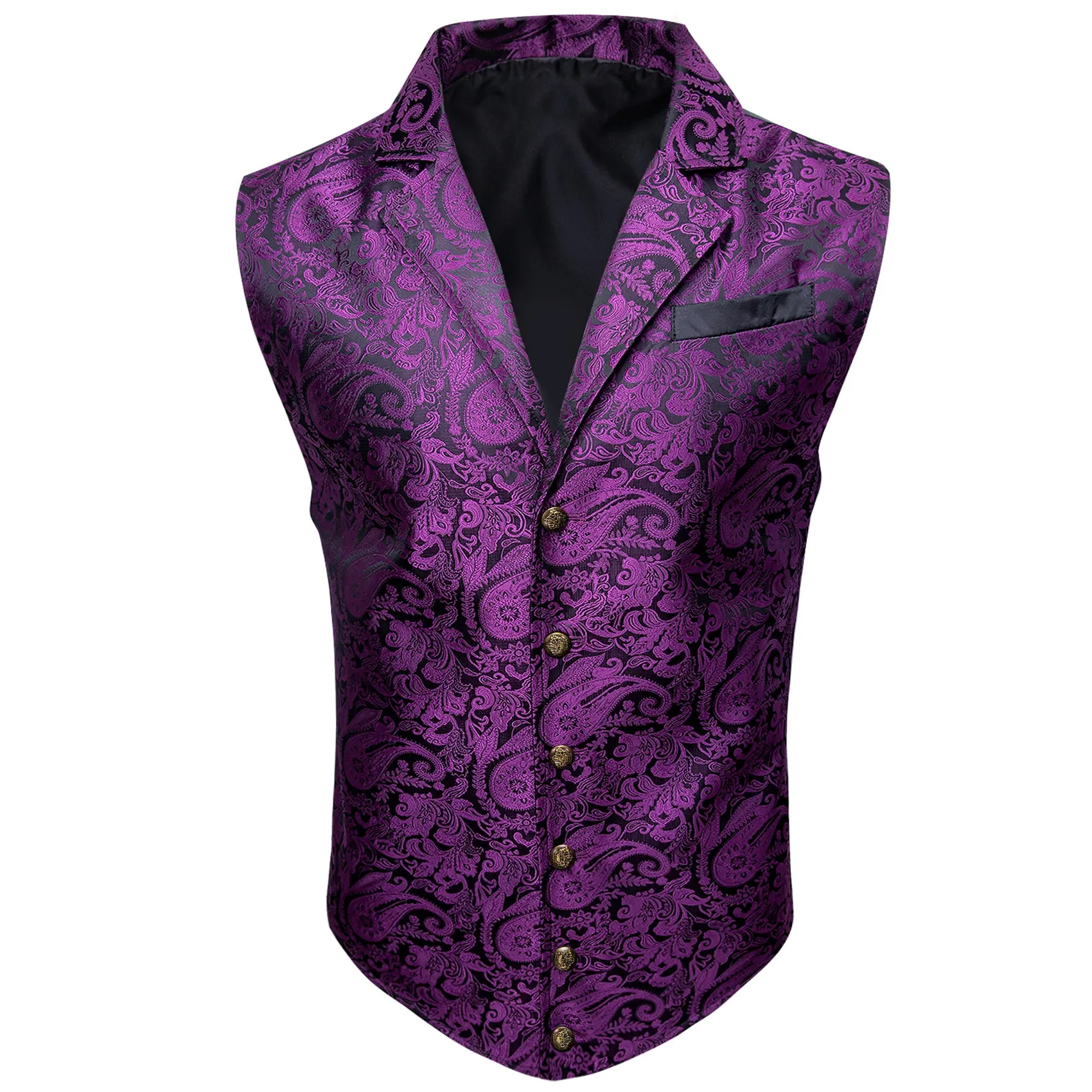 Ties2you Mens Victorian Suit Vest Purple Paisley Formal Waistcoat Tie Hanky Cufflinks Set sold by Ties2You product image thumbnail 2