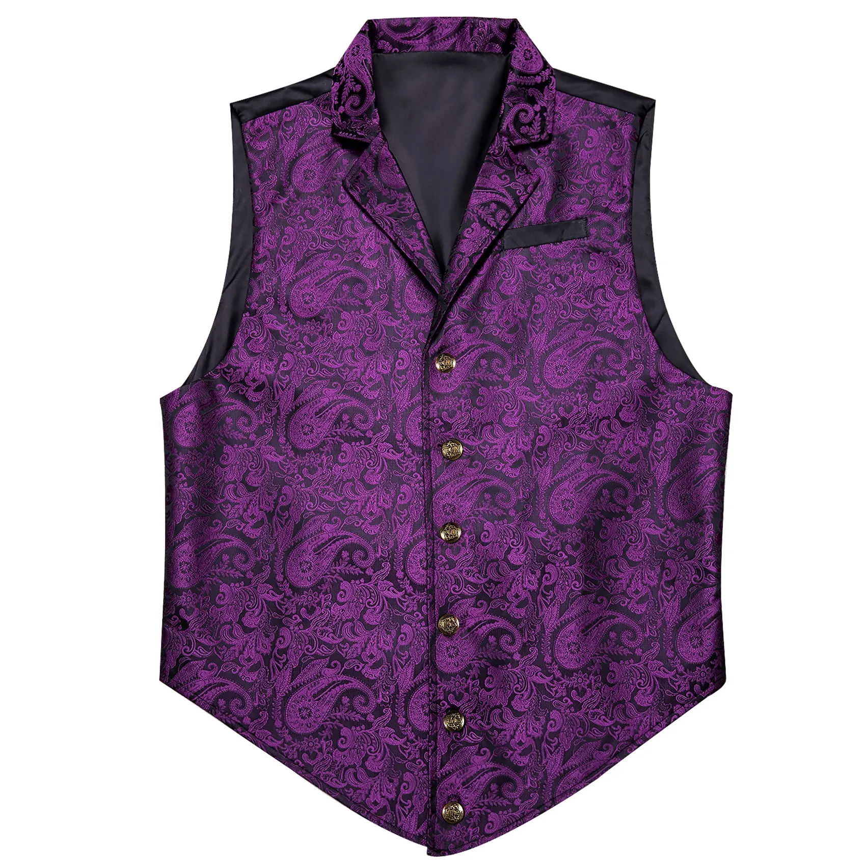 Ties2you Mens Victorian Suit Vest Purple Paisley Formal Waistcoat Tie Hanky Cufflinks Set sold by Ties2You product image thumbnail 3