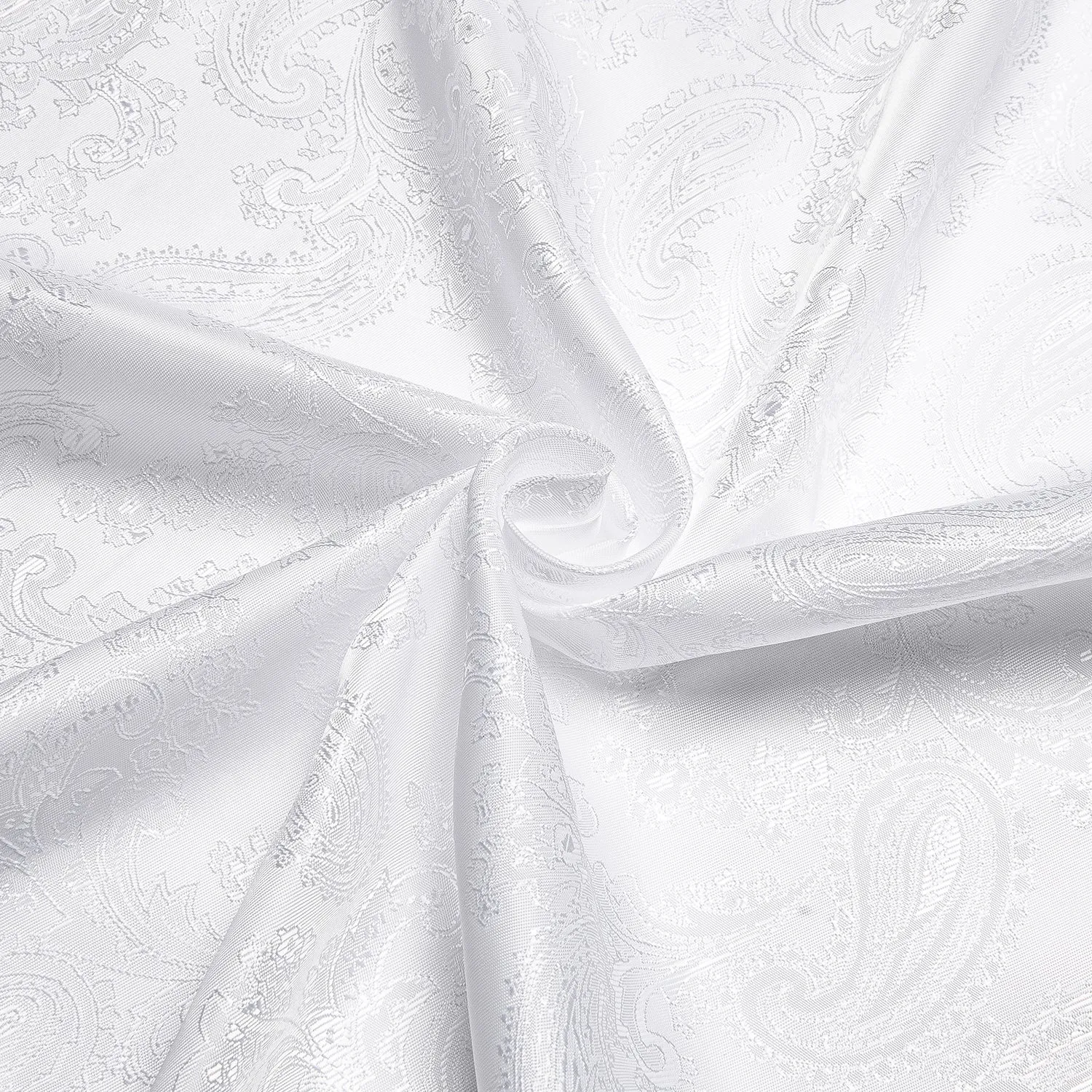 Pure White Paisley Silk Men's Long Sleeve Shirt sold by Ties2You product image thumbnail 5