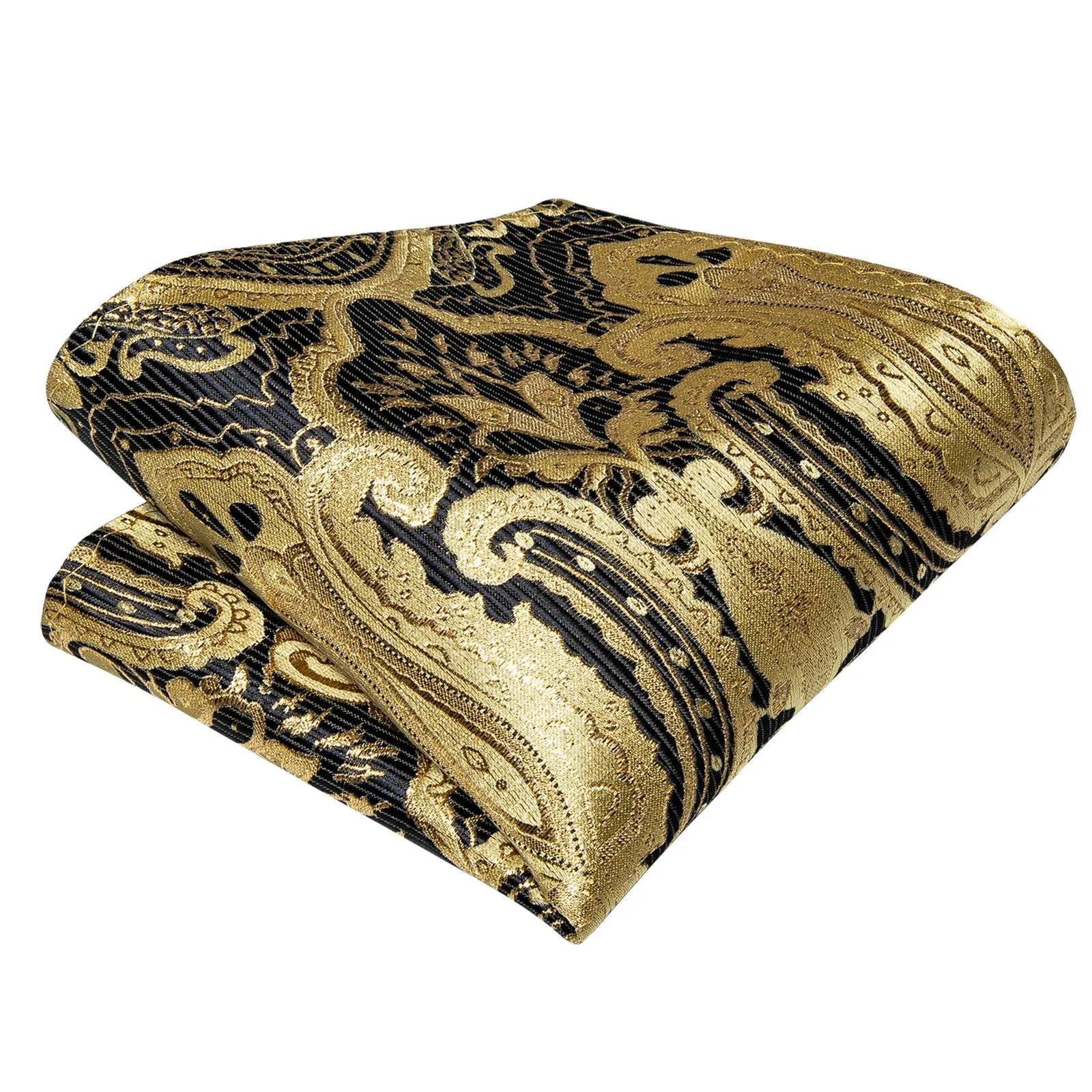 Golden Black Paisley Men's Pre-tied Bowtie Pocket Square Cufflinks Set sold by Ties2You product image thumbnail 5