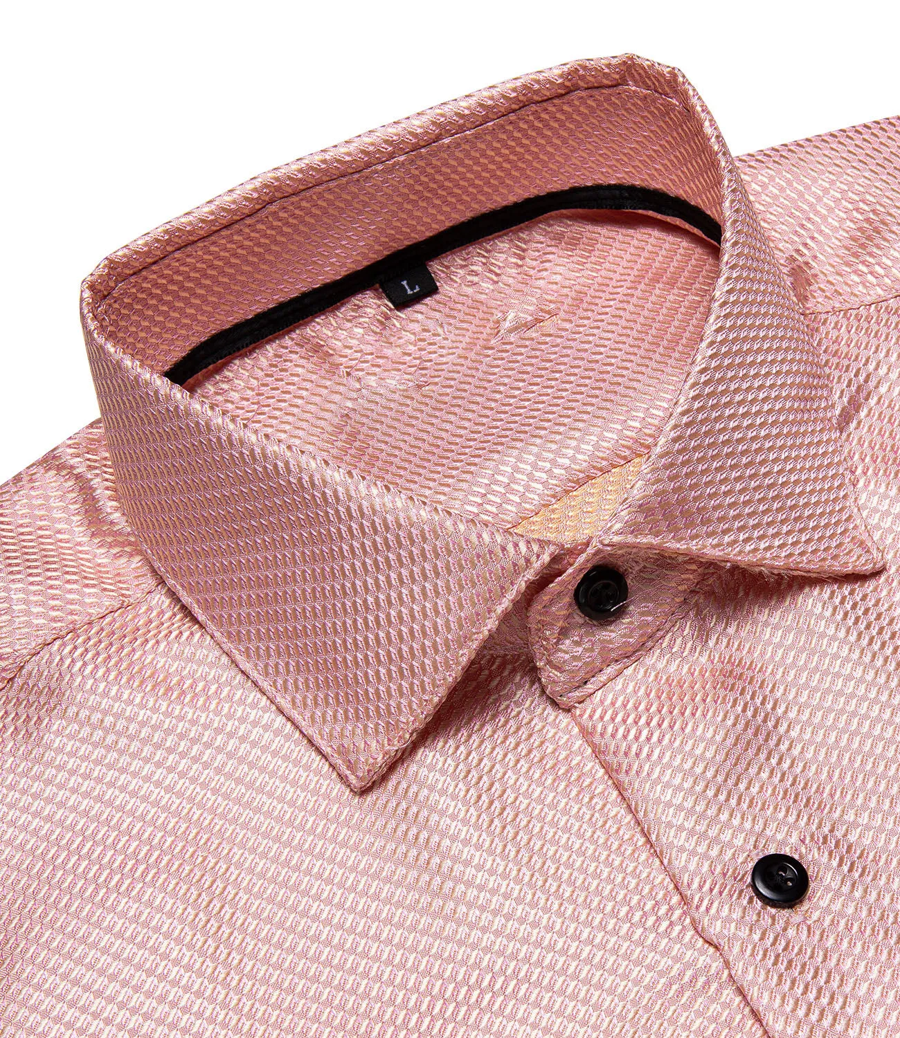 Shiny Pink Plaid Men's Long Sleeve Shirt sold by Ties2You product image thumbnail 3