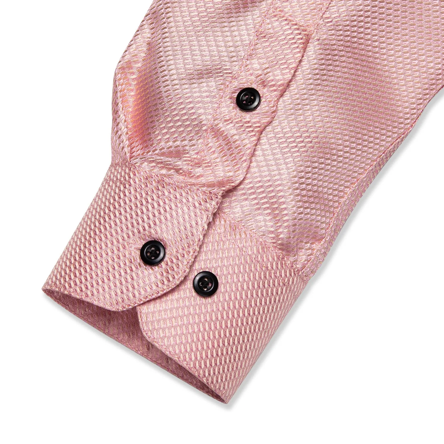 Shiny Pink Plaid Men's Long Sleeve Shirt sold by Ties2You product image thumbnail 5