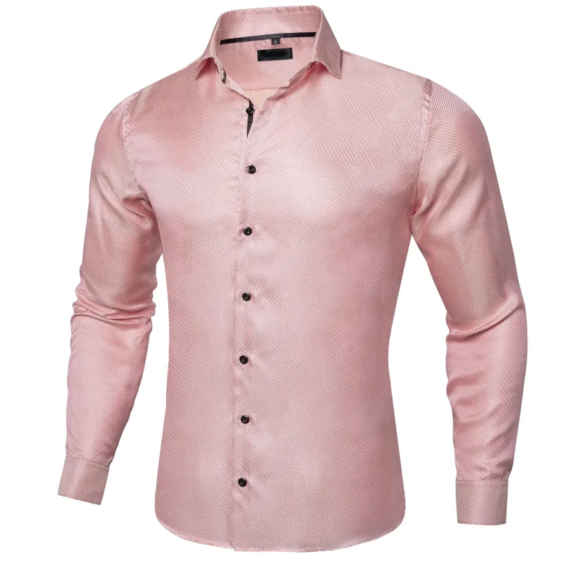 Shiny Pink Plaid Men's Long Sleeve Shirt sold by Ties2You