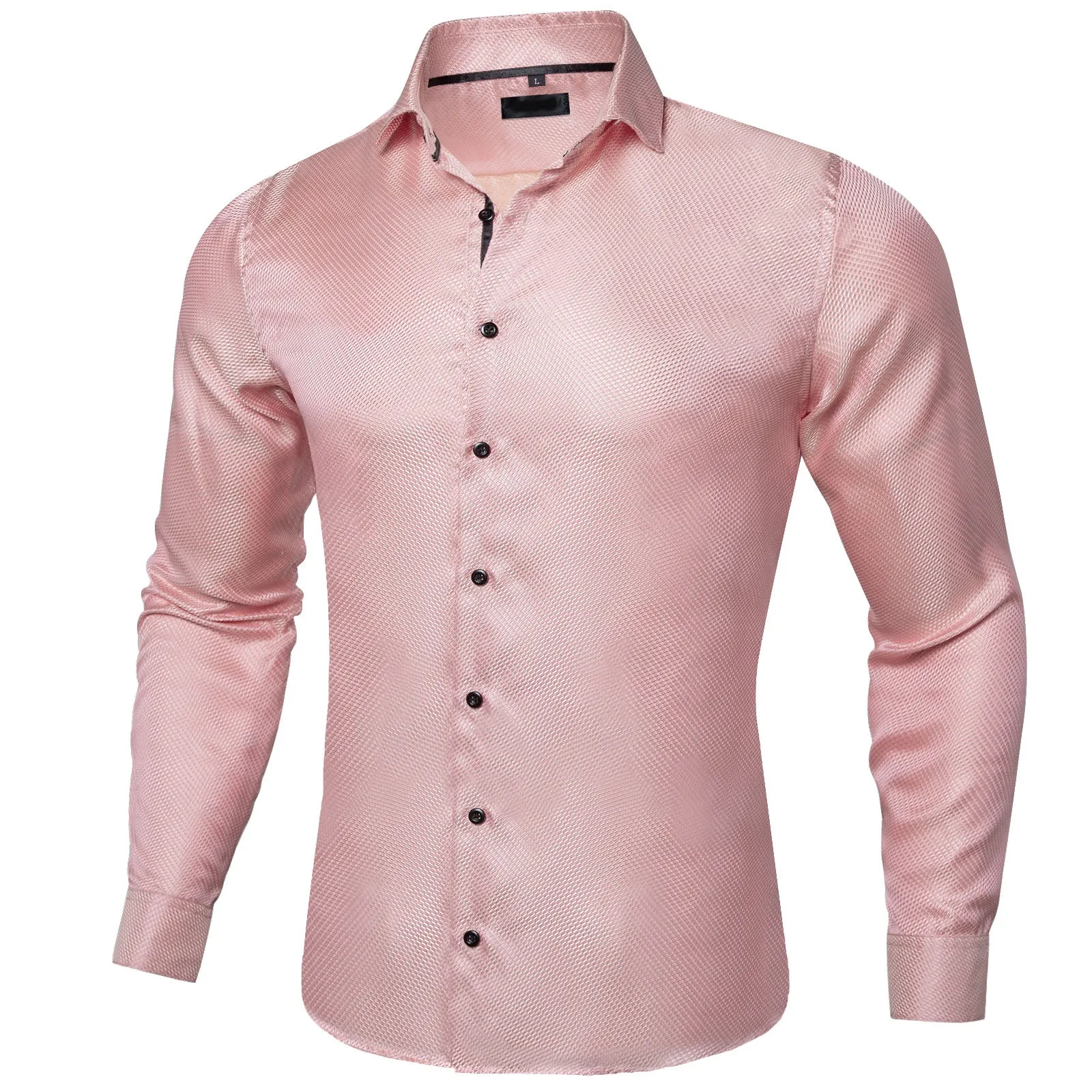 Shiny Pink Plaid Men's Long Sleeve Shirt sold by Ties2You