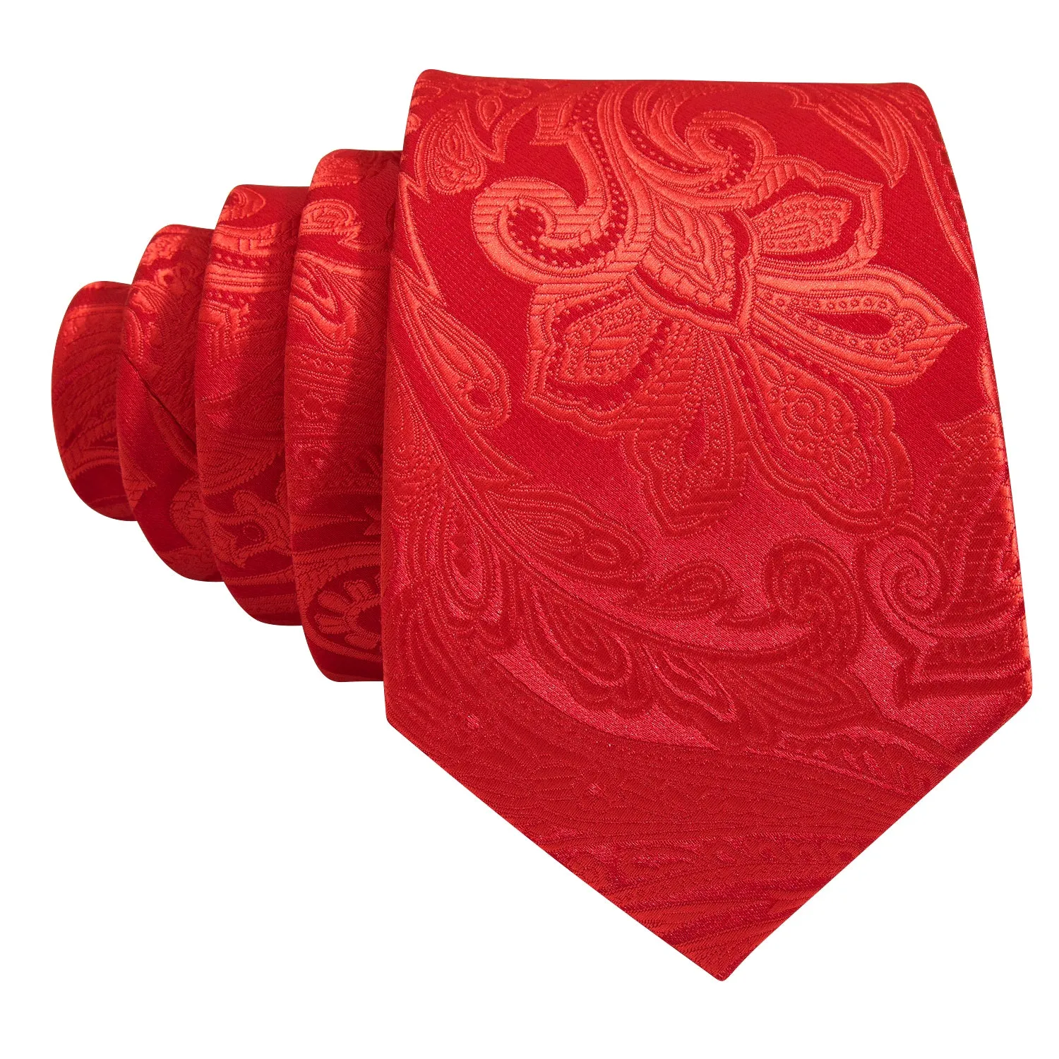 Fashion Red Paisley Silk Men's Necktie Pocket Square Cufflinks Set sold by Ties2You product image thumbnail 2