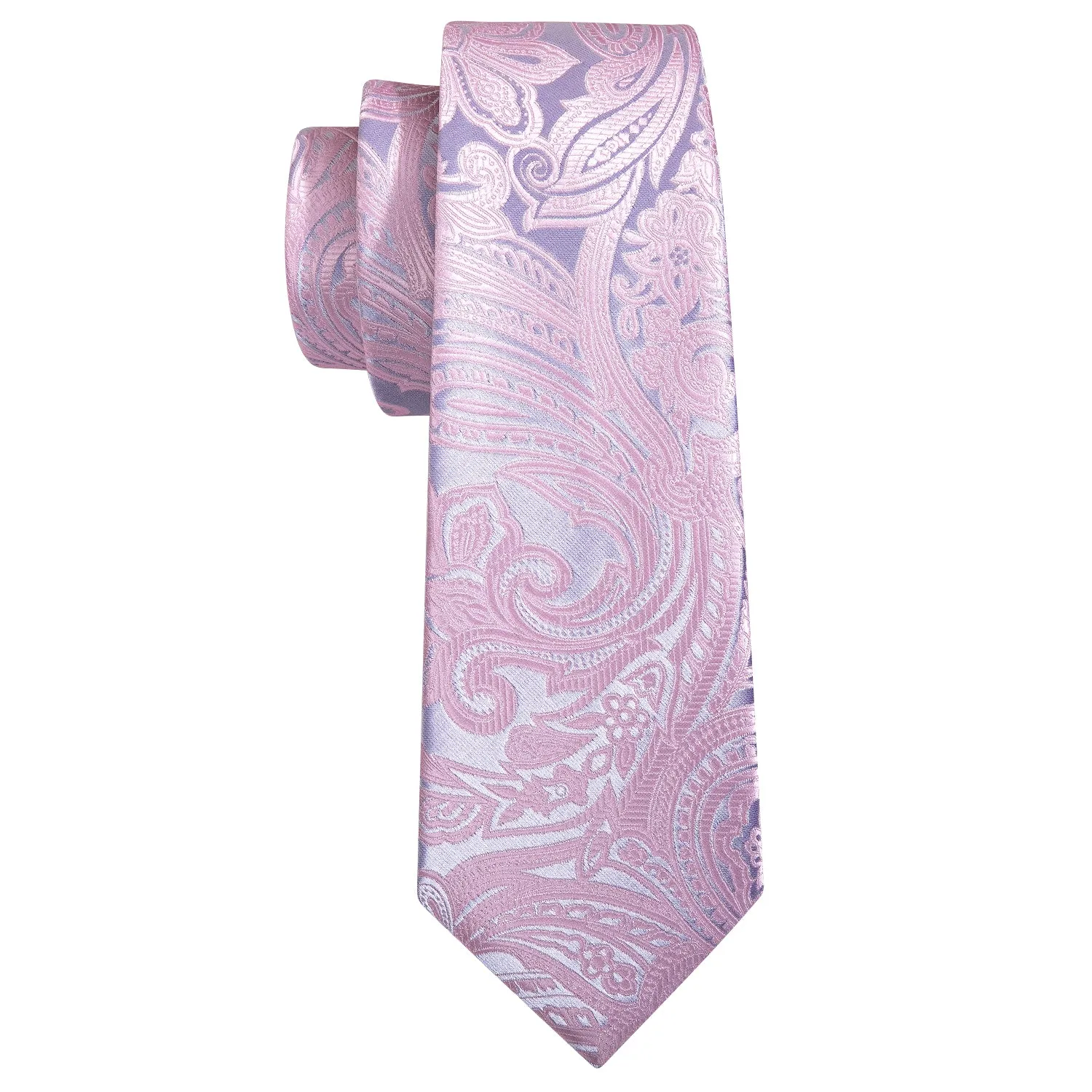 Shining Pink Paisley Silk Men's Necktie Pocket Square Cufflinks Set sold by Ties2You product image thumbnail 3