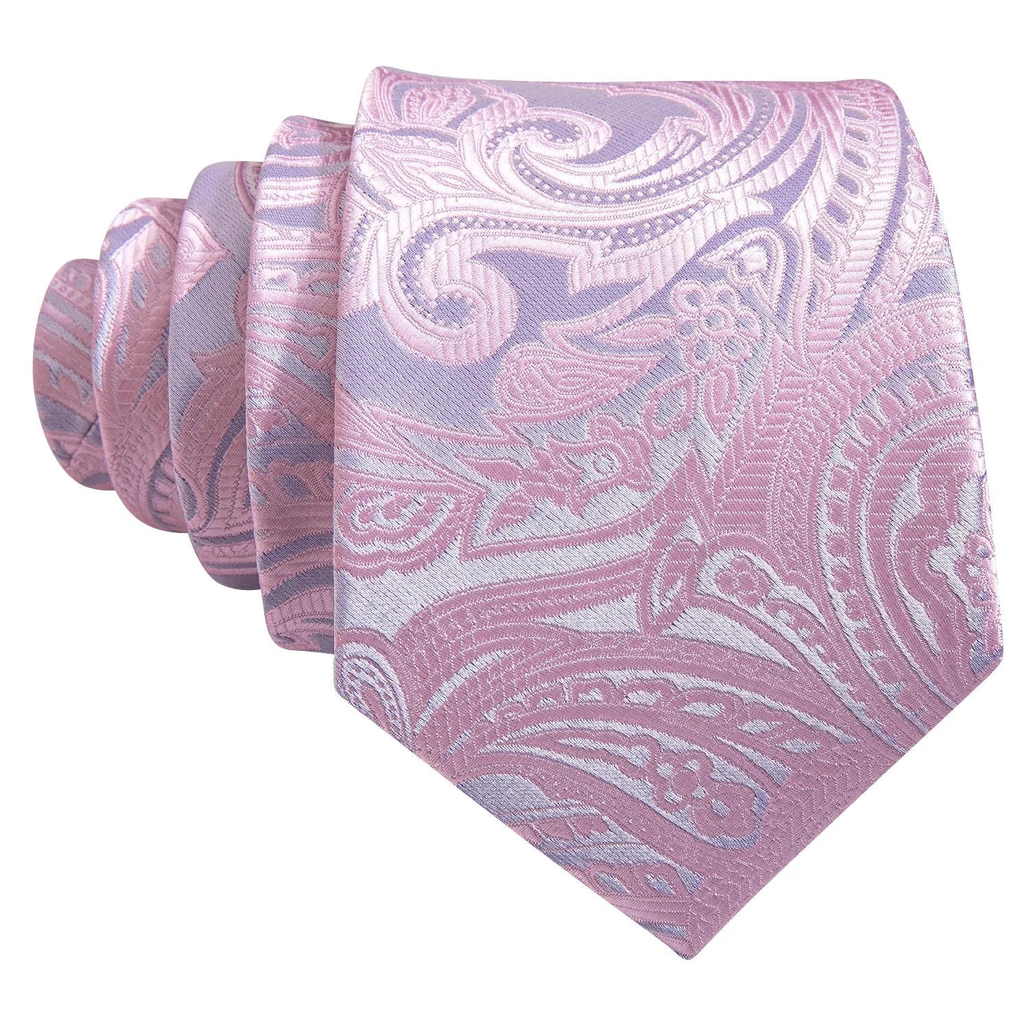 Shining Pink Paisley Silk Men's Necktie Pocket Square Cufflinks Set sold by Ties2You product image thumbnail 4
