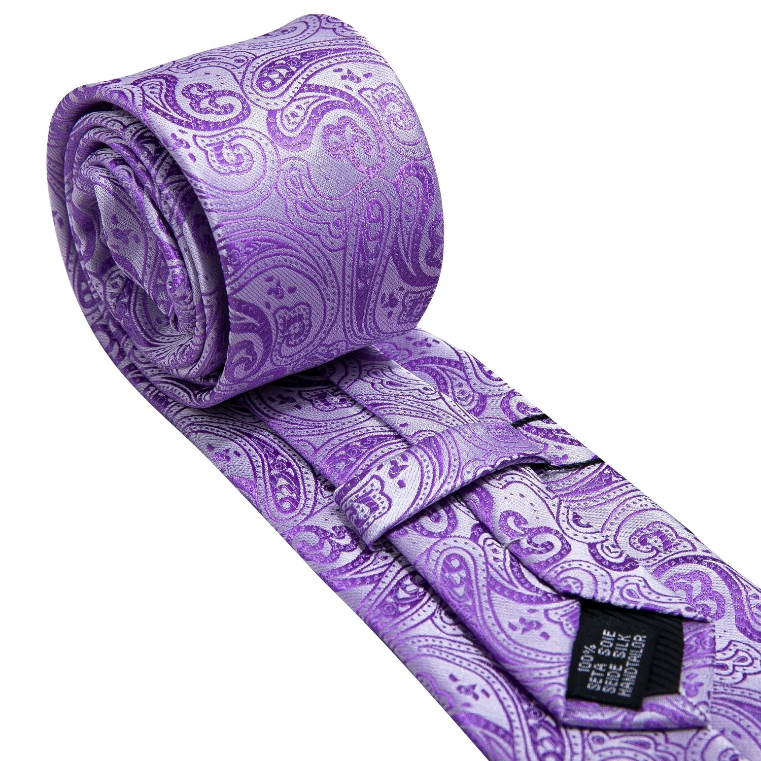 Purple Paisley Mens Tie Pocket Square Cufflinks Set sold by Ties2You product image thumbnail 5