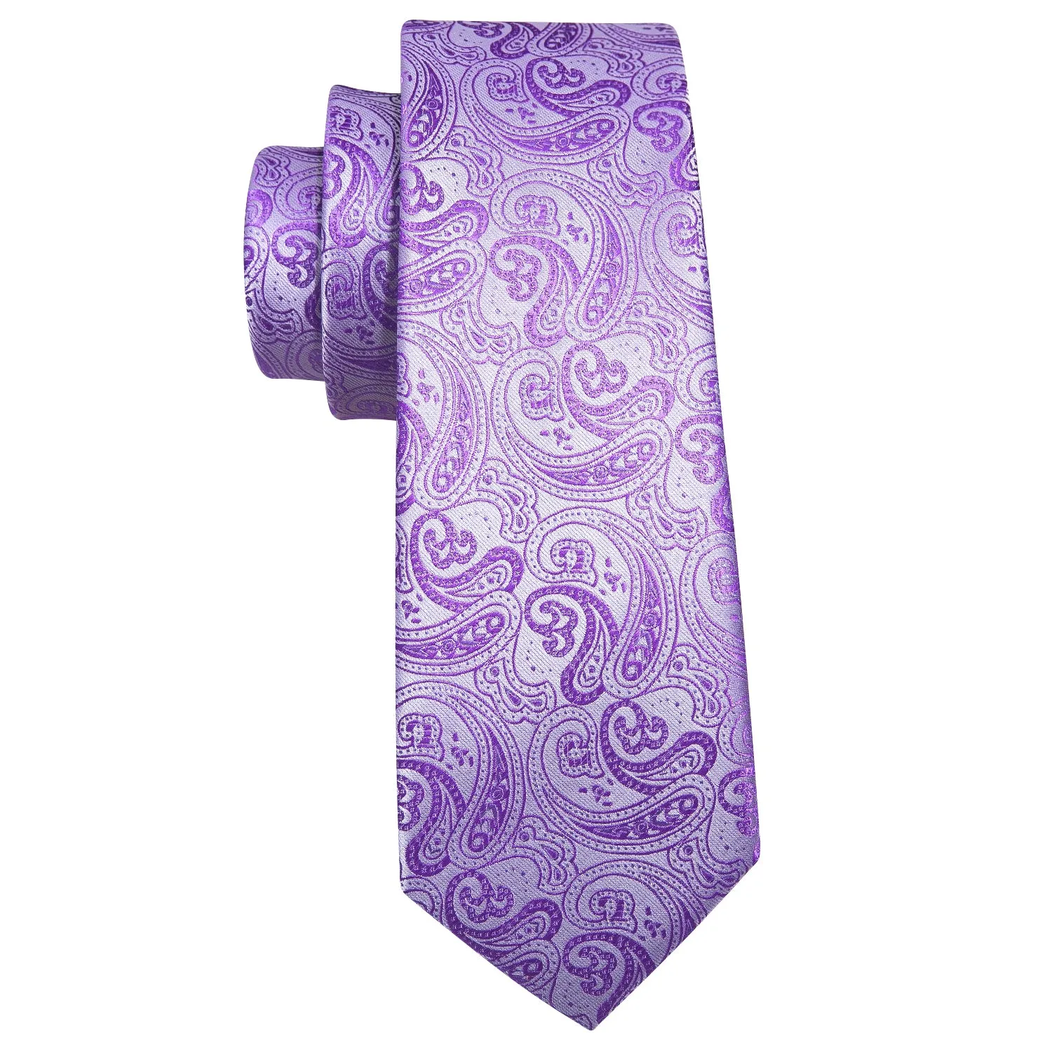 Purple Paisley Mens Tie Pocket Square Cufflinks Set sold by Ties2You product image thumbnail 3