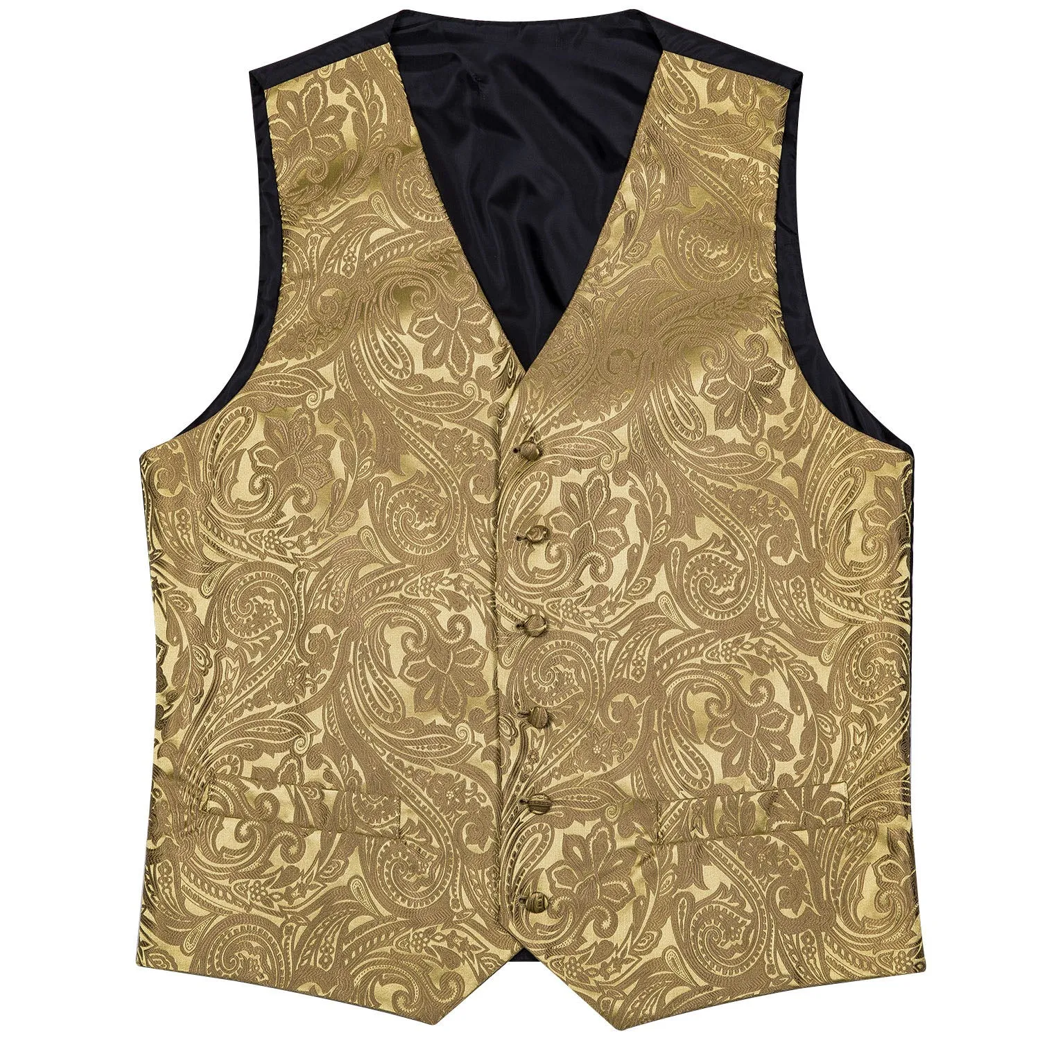 Ties2you Mens Gold Suit Waistcoat Paisley Dress Vest Necktie Hanky Cufflinks Set sold by Ties2You product image thumbnail 5