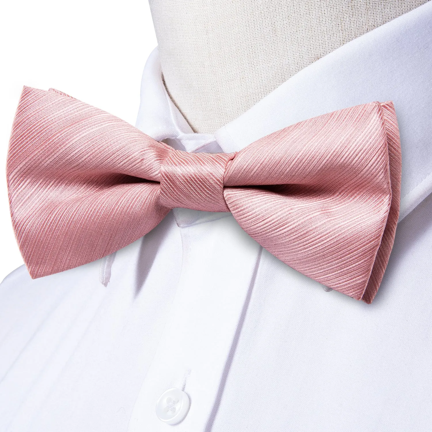 Pink Solid Men's Pre-tied Bowtie Pocket Square Cufflinks Set sold by Ties2You product image thumbnail 4