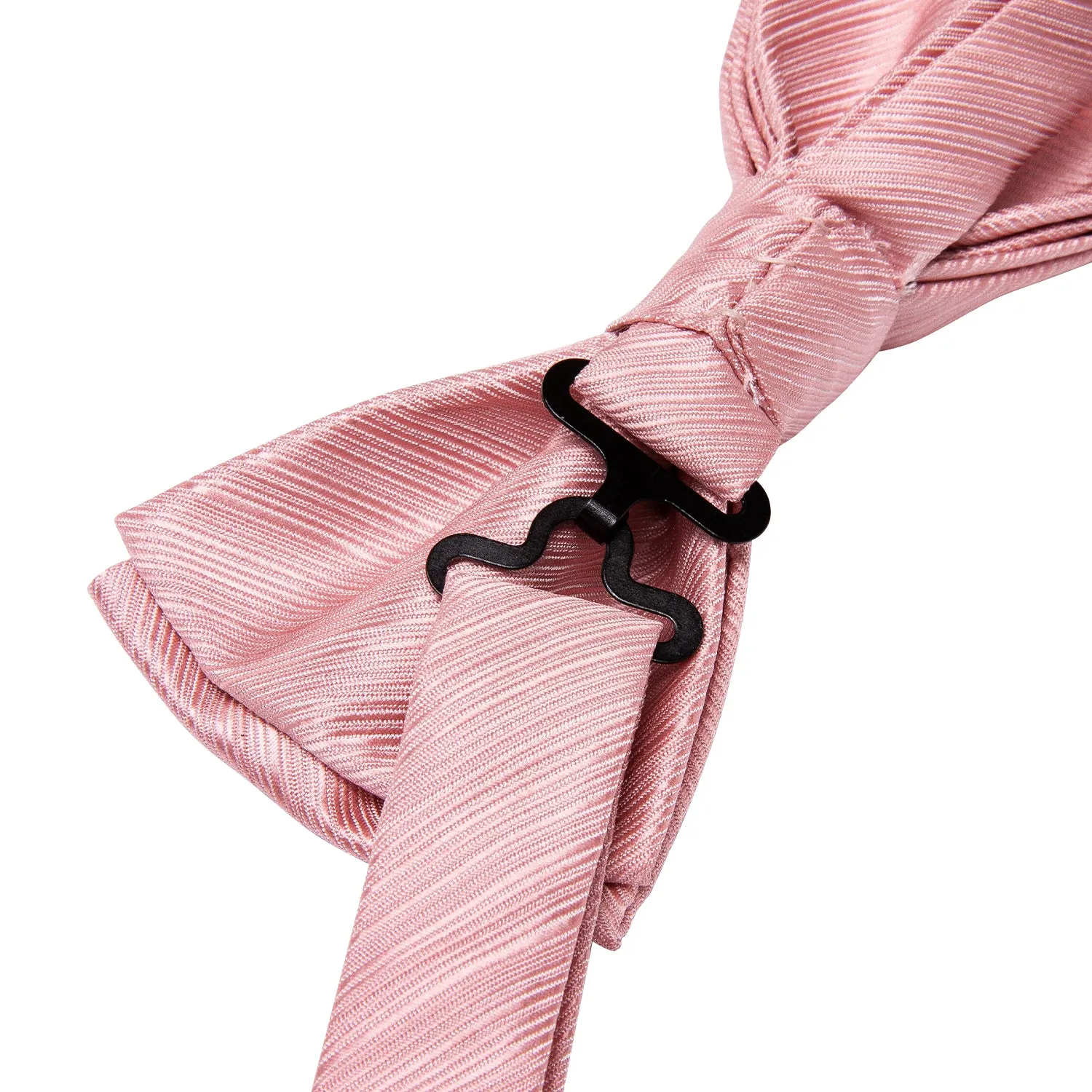 Pink Solid Men's Pre-tied Bowtie Pocket Square Cufflinks Set sold by Ties2You product image thumbnail 5