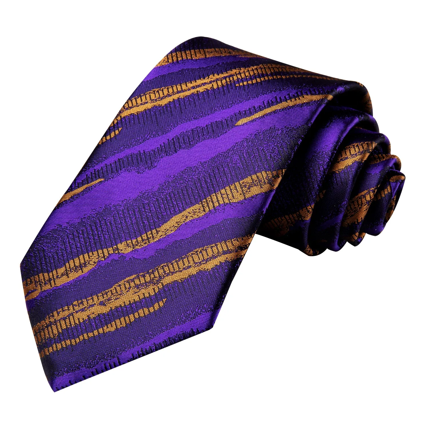 Ties2you Mens Purple Necktie Mens Striped Suit Tie Handkerchief Cufflinks Set sold by Ties2You product image thumbnail 5