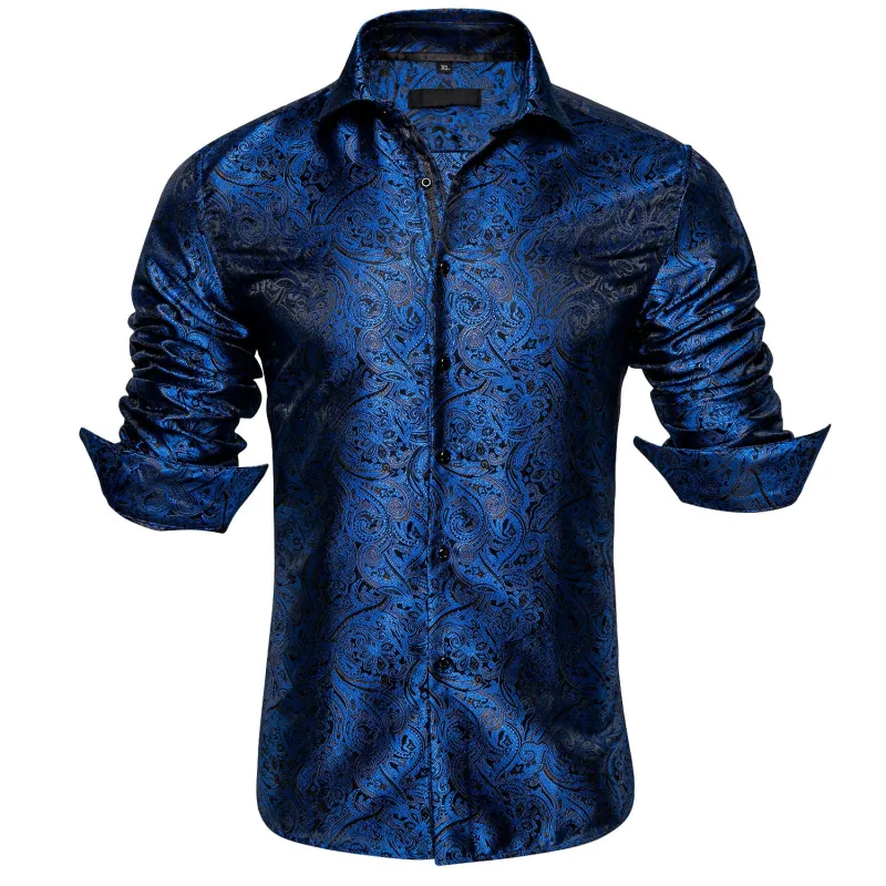 Blue Paisley Men's Long Sleeve Shirt sold by Ties2You