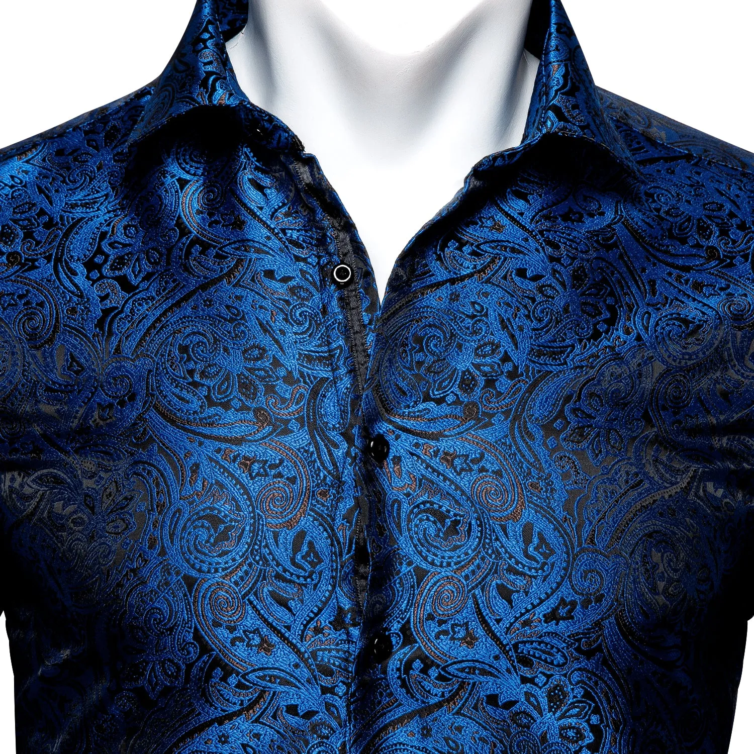 Blue Paisley Men's Long Sleeve Shirt sold by Ties2You product image thumbnail 3
