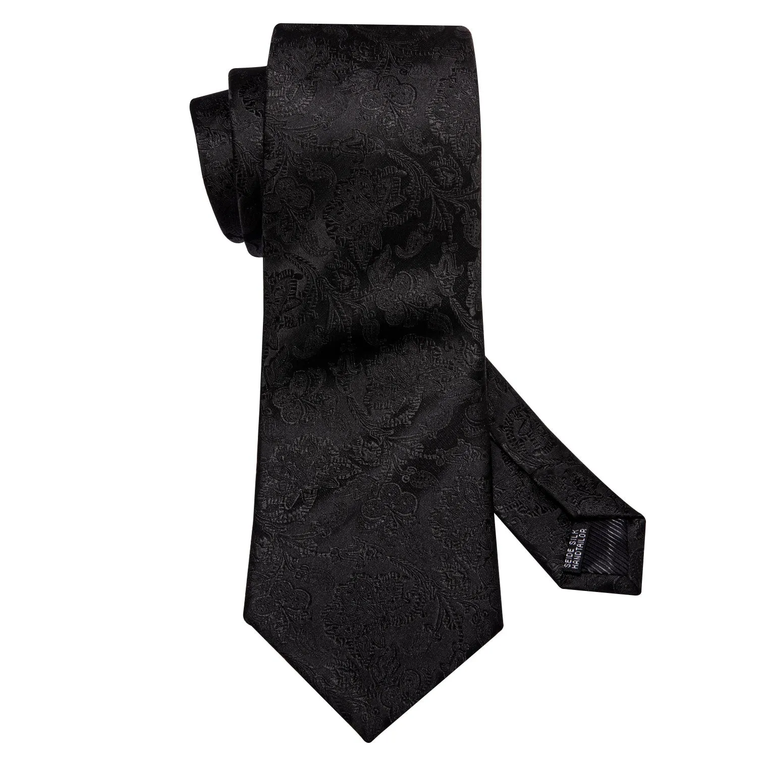 Dark Floral Men's Silk 63 Inches Extra Long Tie Handkerchief Cufflinks Set sold by Ties2You product image thumbnail 5