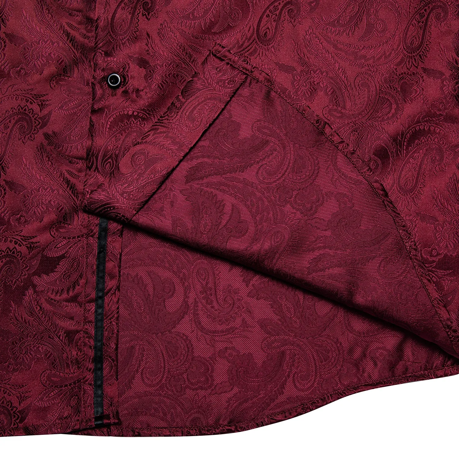 Ties2you Mens Burgundy Floral Dress Shirt 70s Disco Long Sleeve Button Down Shirt sold by Ties2You product image thumbnail 5