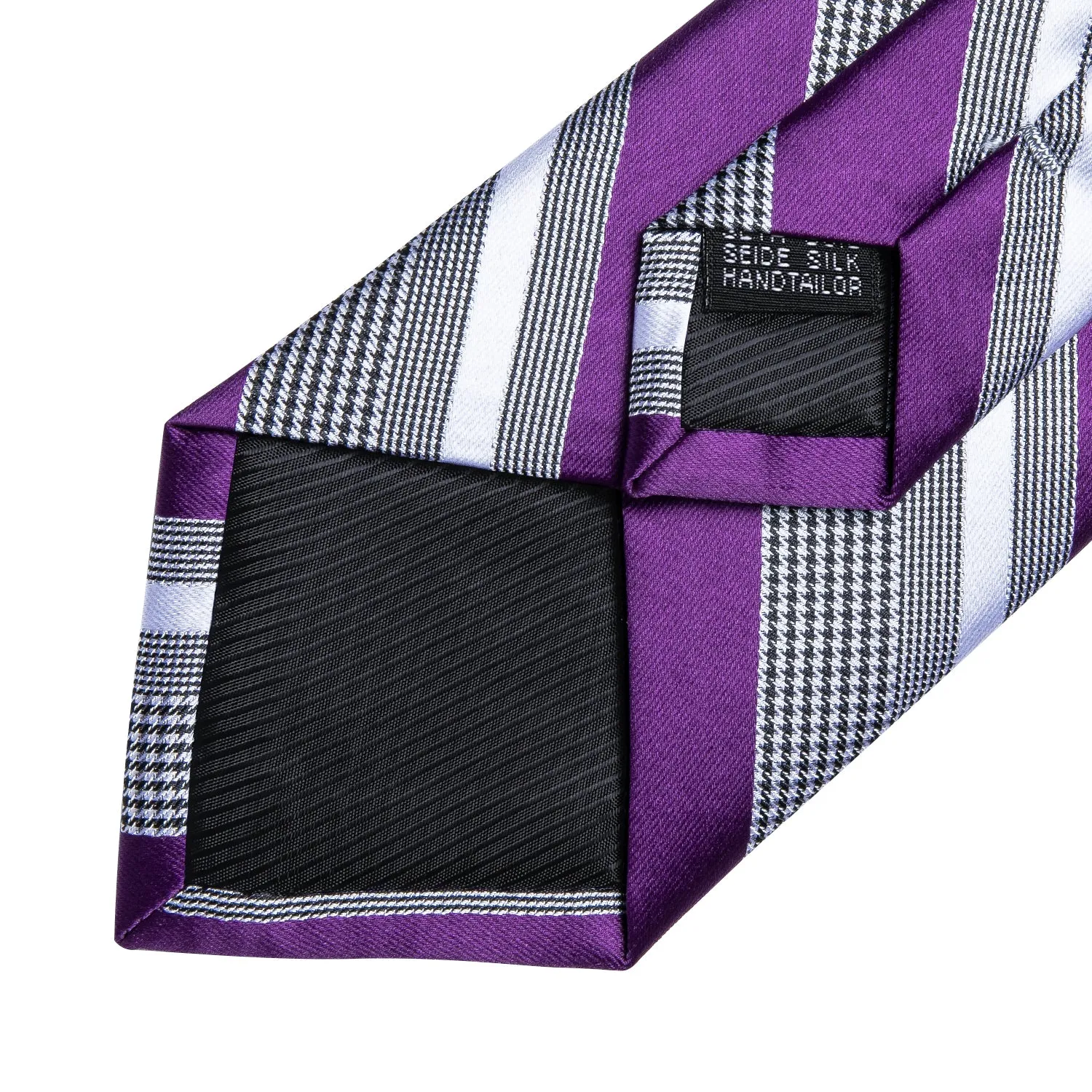 Purple Grey Striped Silk Fabric Mens Tie Hanky Cufflinks Set sold by Ties2You product image thumbnail 3