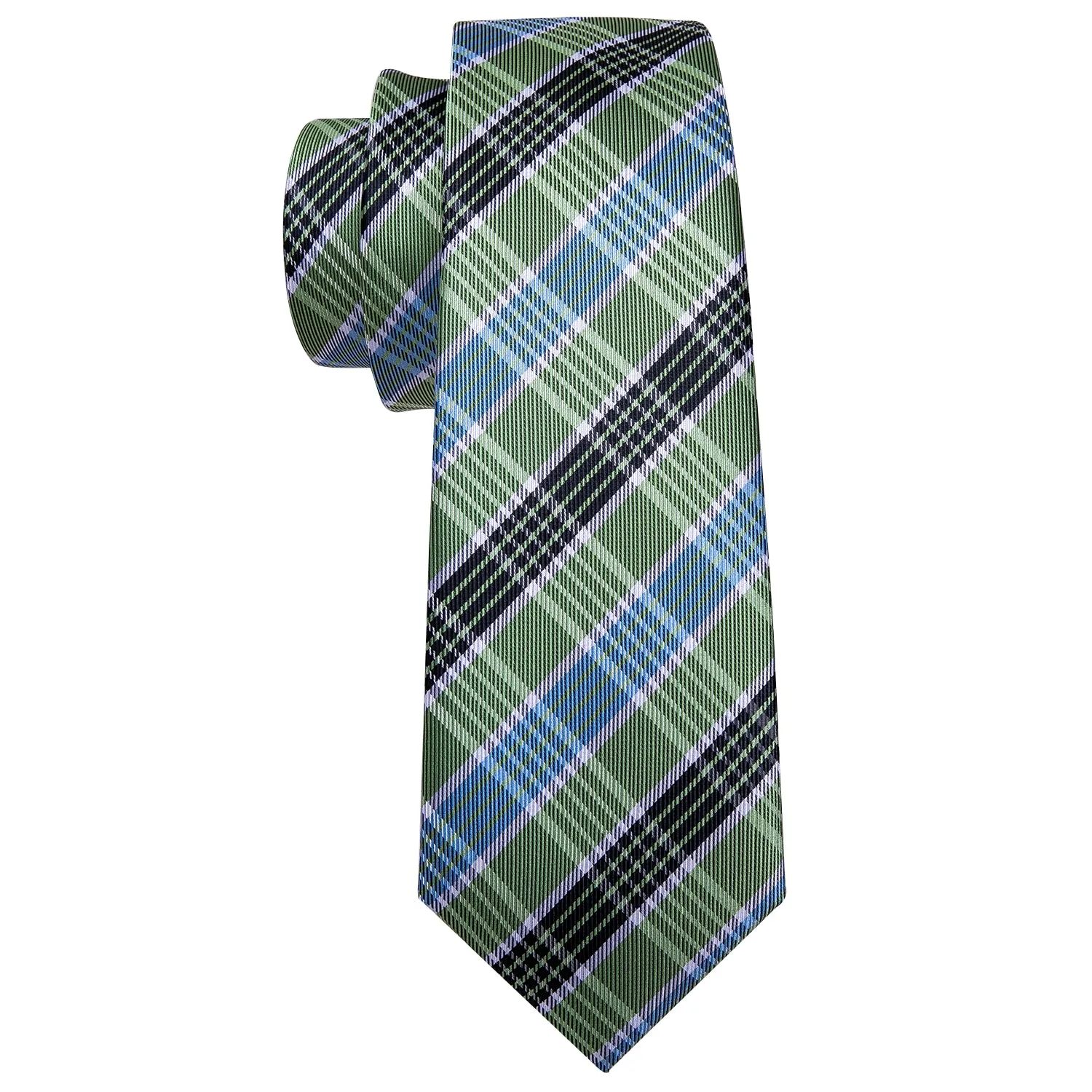 Green Black Plaid Men's Tie Pocket Square Cufflinks Set sold by Ties2You product image thumbnail 2