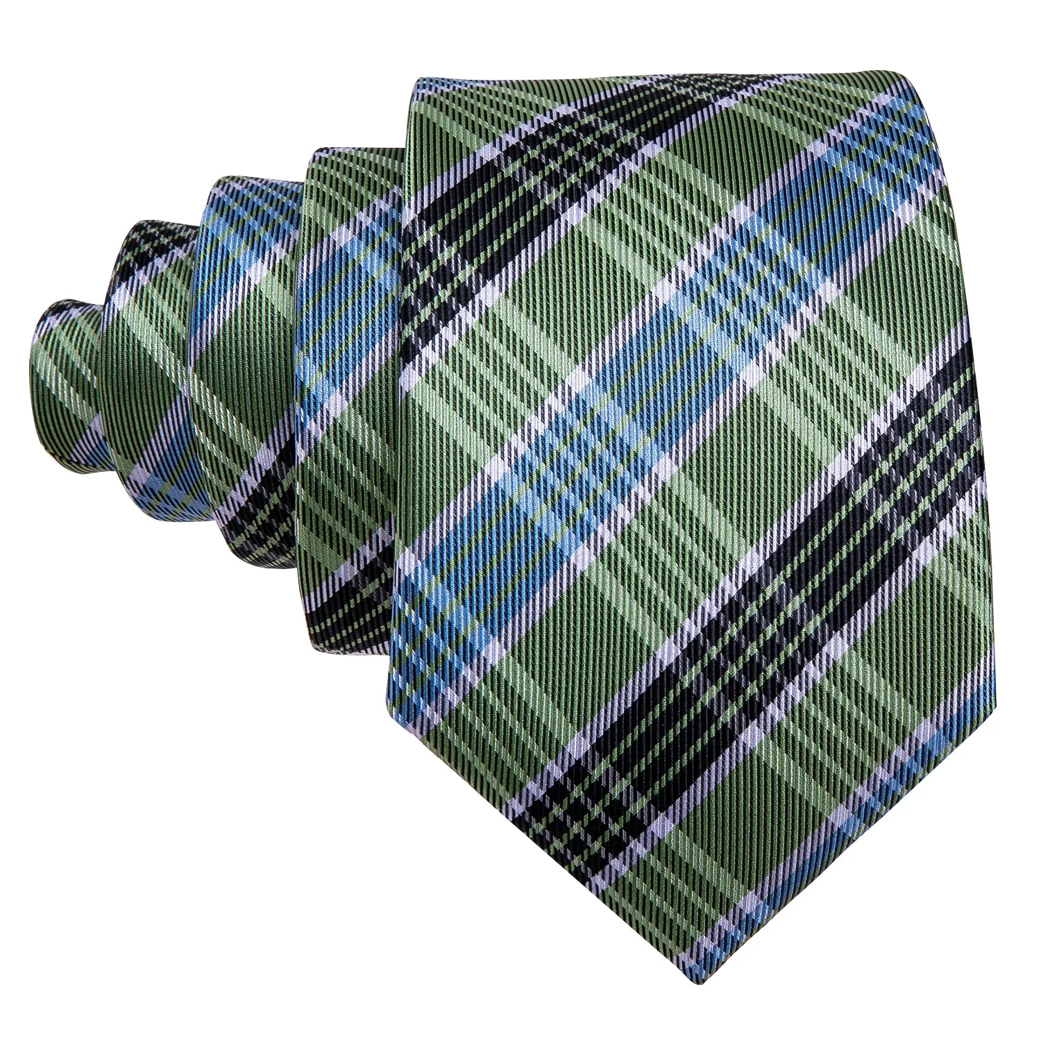 Green Black Plaid Men's Tie Pocket Square Cufflinks Set sold by Ties2You product image thumbnail 3