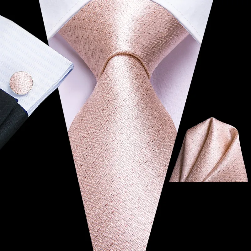 Glossy Pink Solid Necktie Pocket Square Cufflinks Set sold by Ties2You