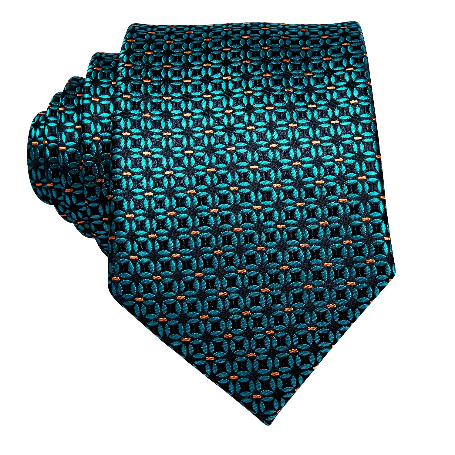 Turquoise Polka Dot Necktie Pocket Square Cufflinks Set sold by Ties2You product image thumbnail 3